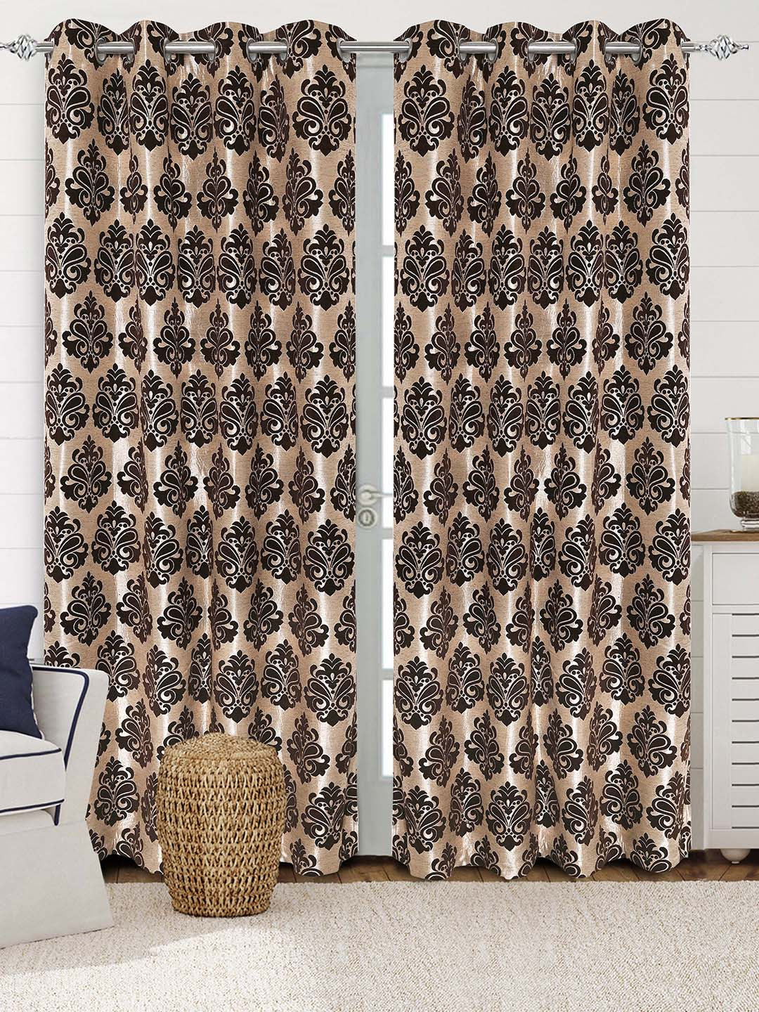 Saral Home Medallion  Chenille Blackout Set of 2 Long Door Curtains