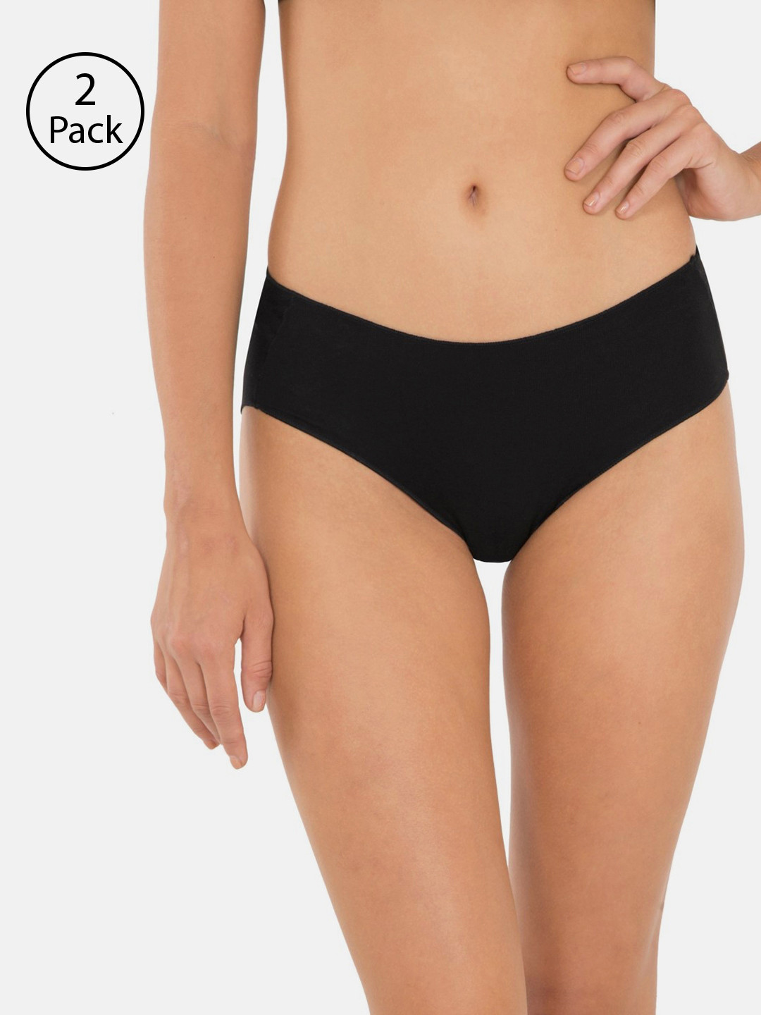 Jockey Women Pack Of 2 Black Solid Bikini Briefs