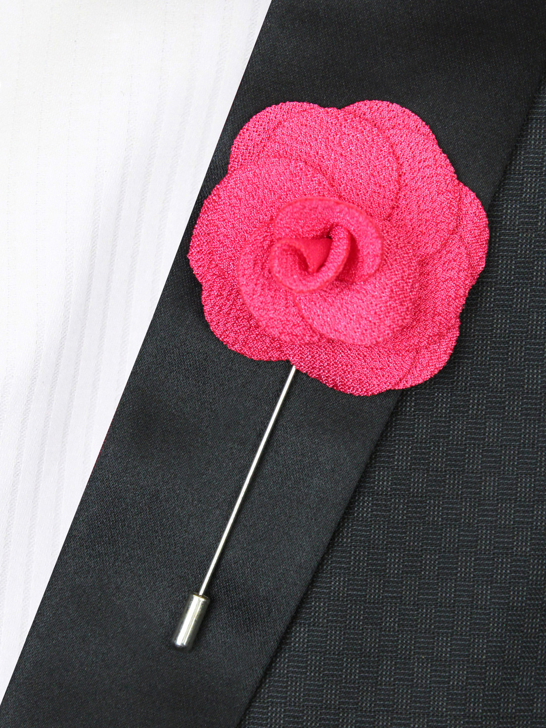 PELUCHE Unisex Fuchsia Pink Brawny Delicacy Floral Lapel Pin