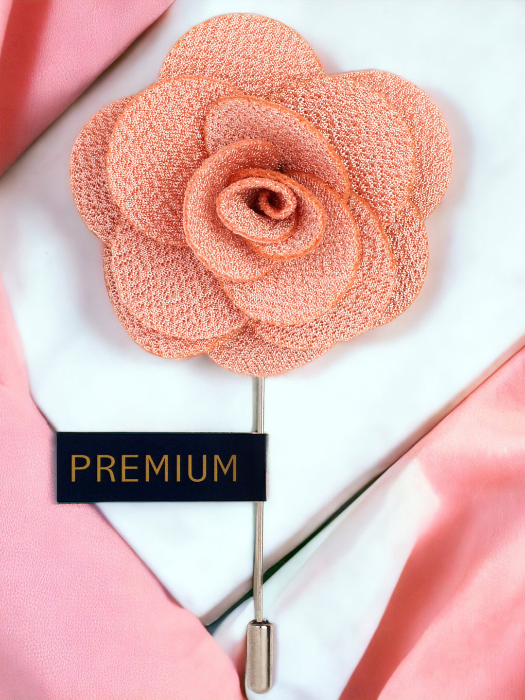 PELUCHE Unisex Peach-Coloured Brawny Delicacy Floral Lapel Pin