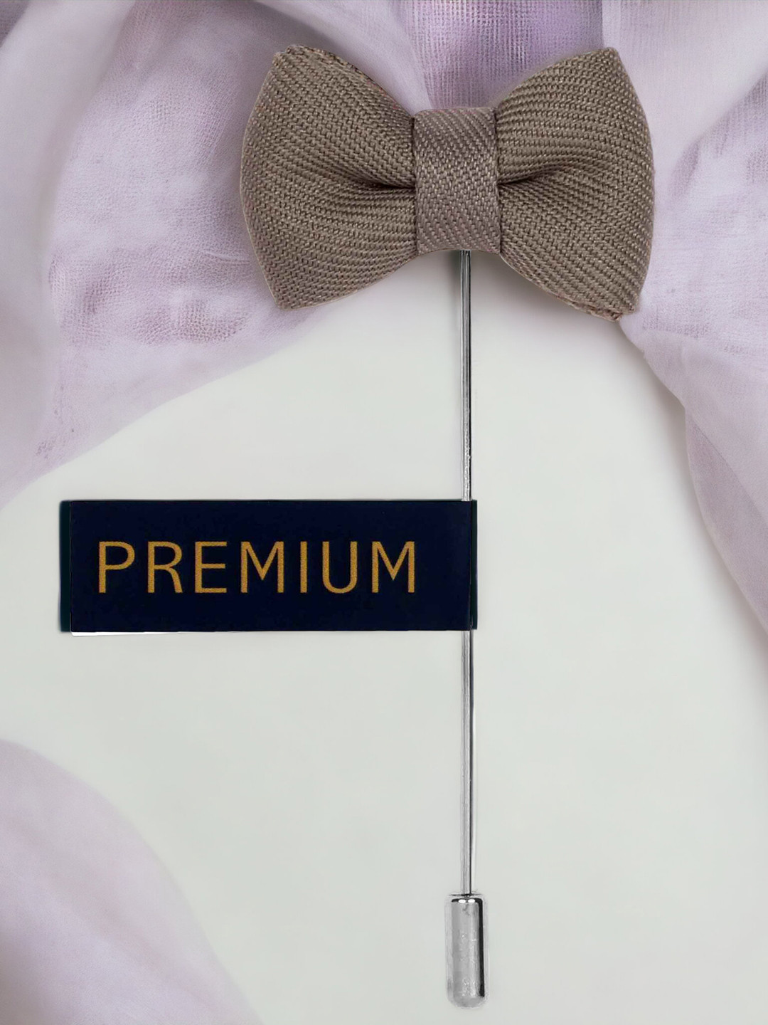 PELUCHE Unisex Grey The Graceful Bow Brooch Lapel Pin