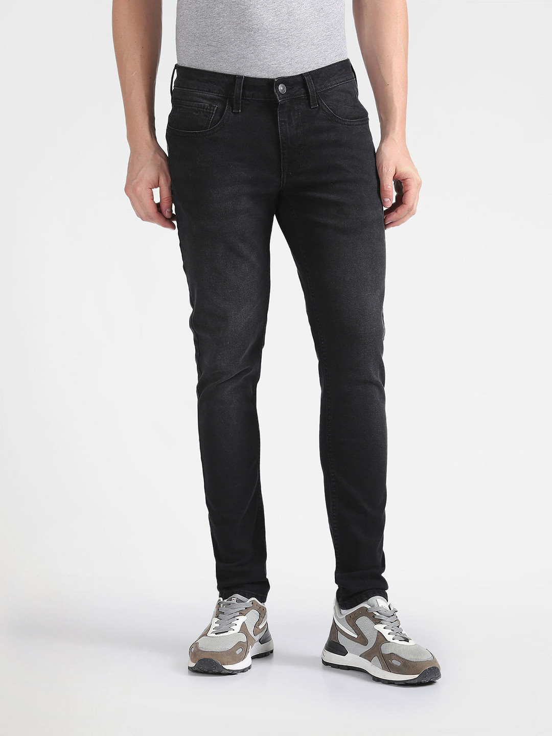 Flying Machine Men Black Jackson Skinny Fit Low-Rise Clean Look Stretchable Jeans