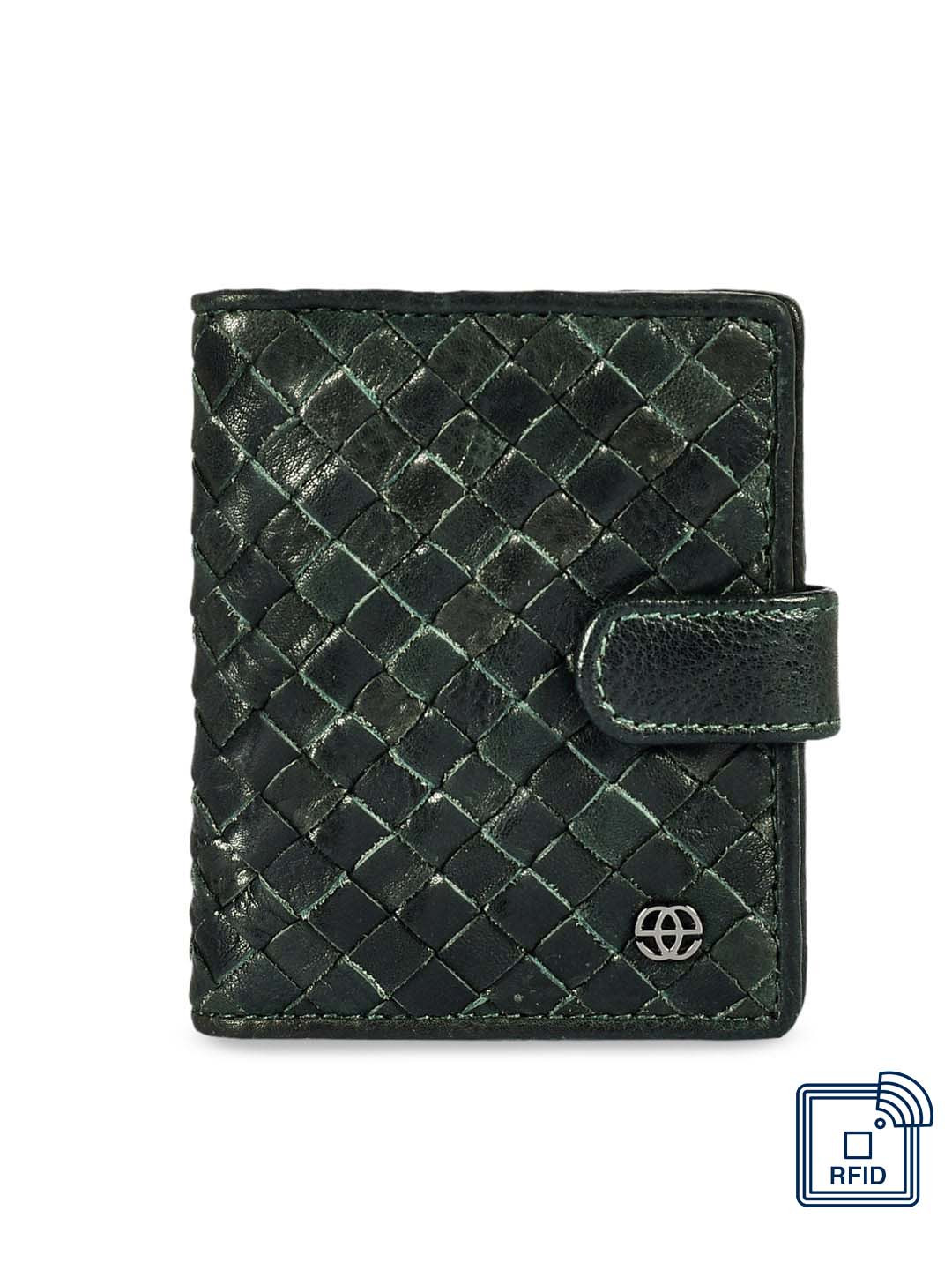 Eske Men Green Leather Textured Card Holder