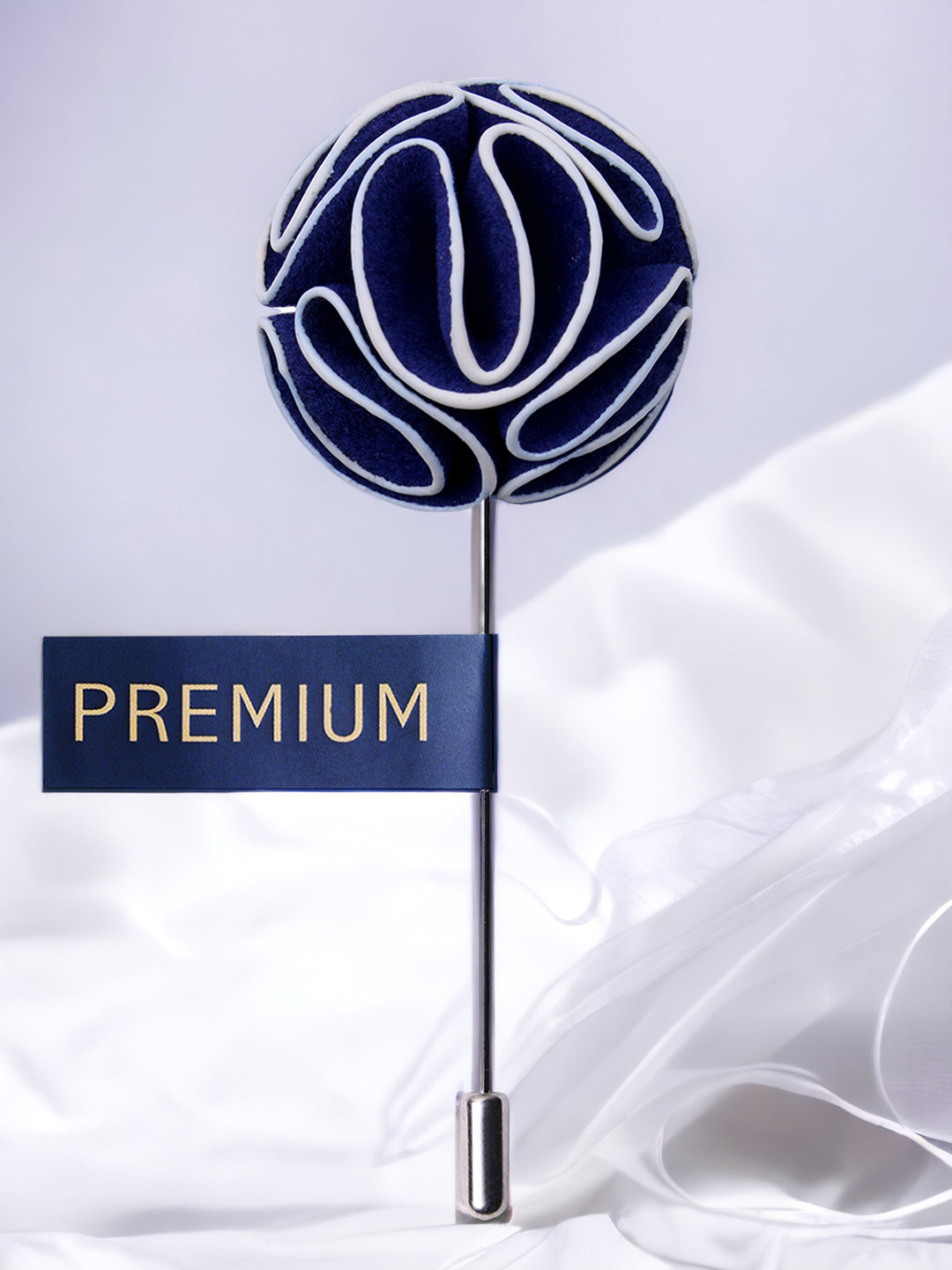 PELUCHE Unisex Blue & White Brooch Lapel Pin