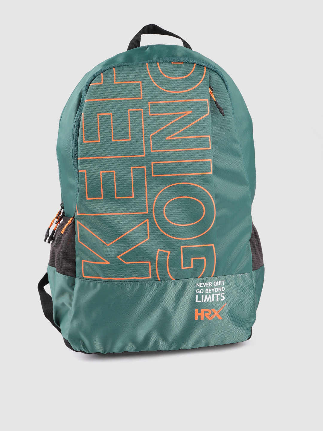 HRX by Hrithik Roshan Unisex Green & Orange Typography Glacier 15 Inch Laptop Backpack