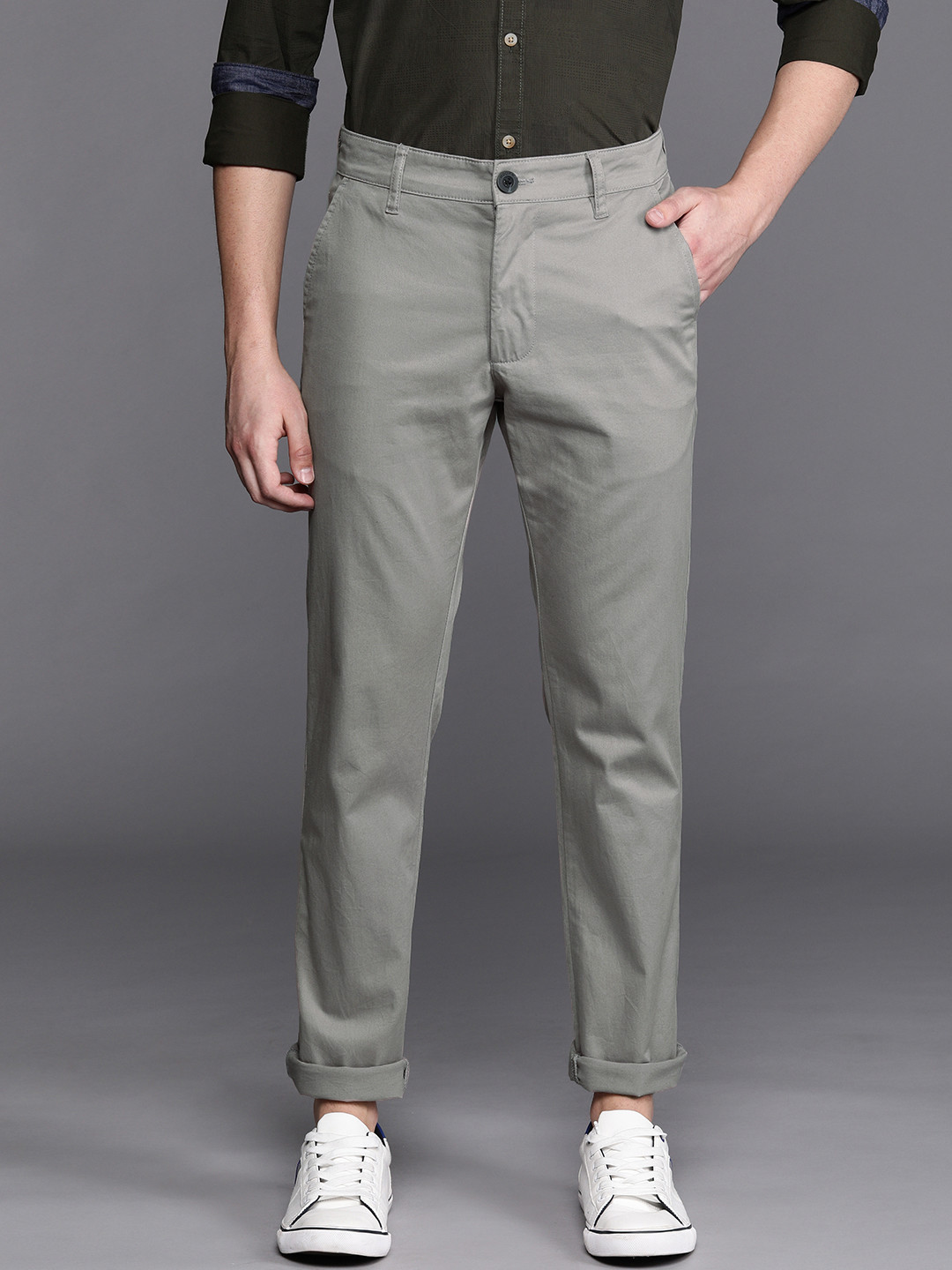 WROGN Men Grey Slim Fit Chinos