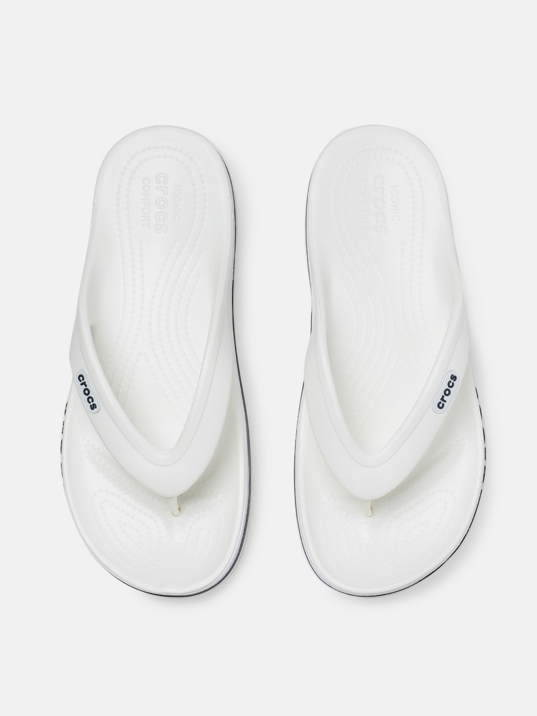 Crocs Unisex White Solid Bayaband Thong Flip-Flops