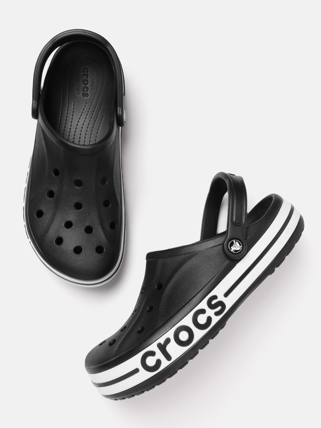 Crocs Unisex Brand Logo Textured Perforated Clogs
