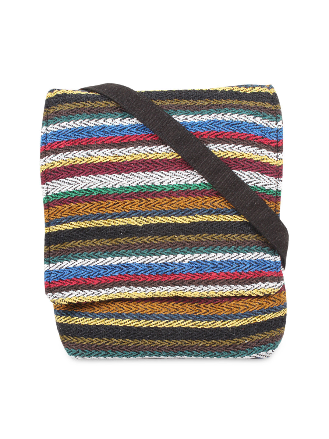 Anekaant Black Striped Sling Bag
