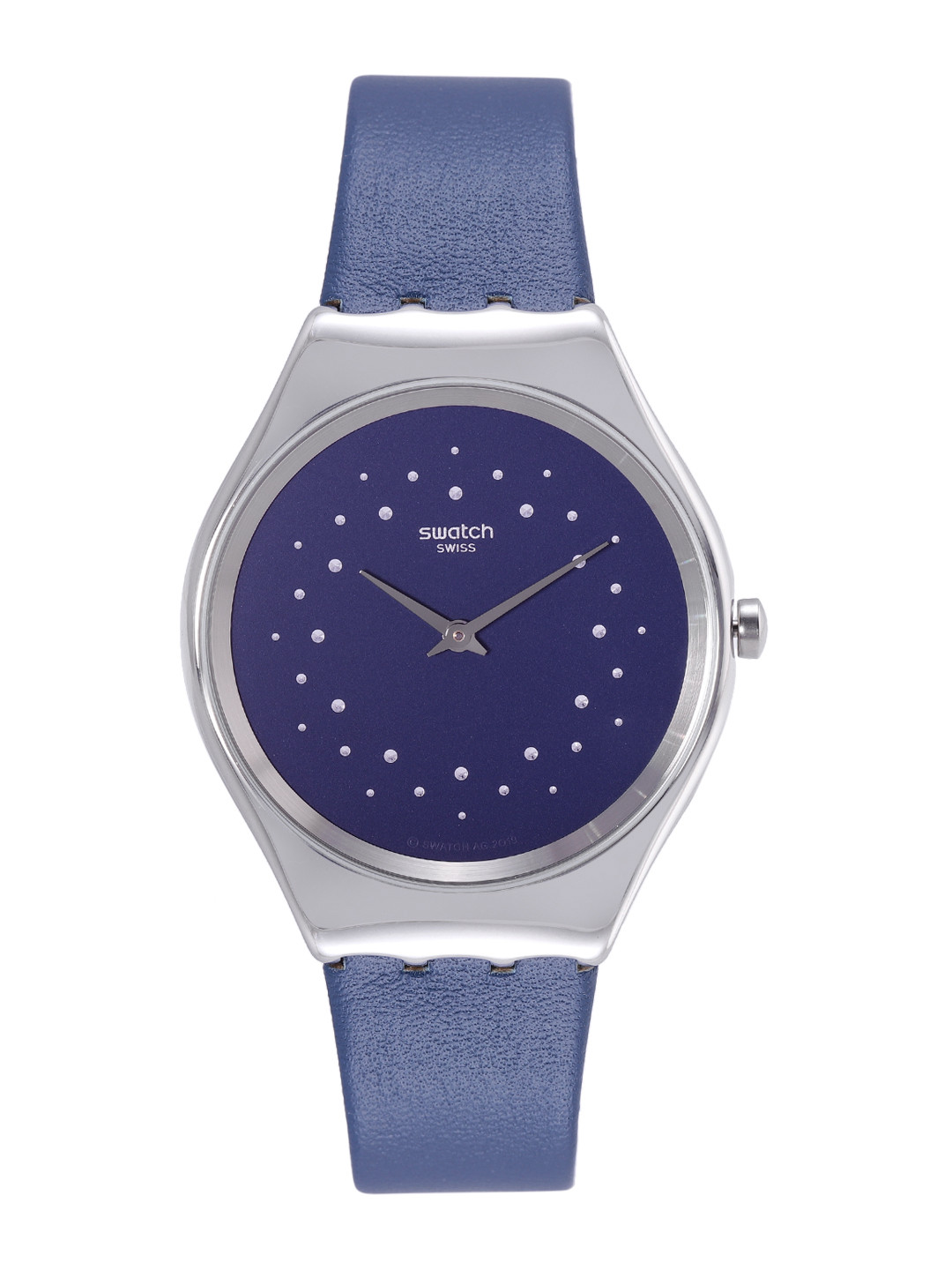 Swatch Unisex Blue & Gunmetal-Toned Embellished Water Resistant Analogue Watch