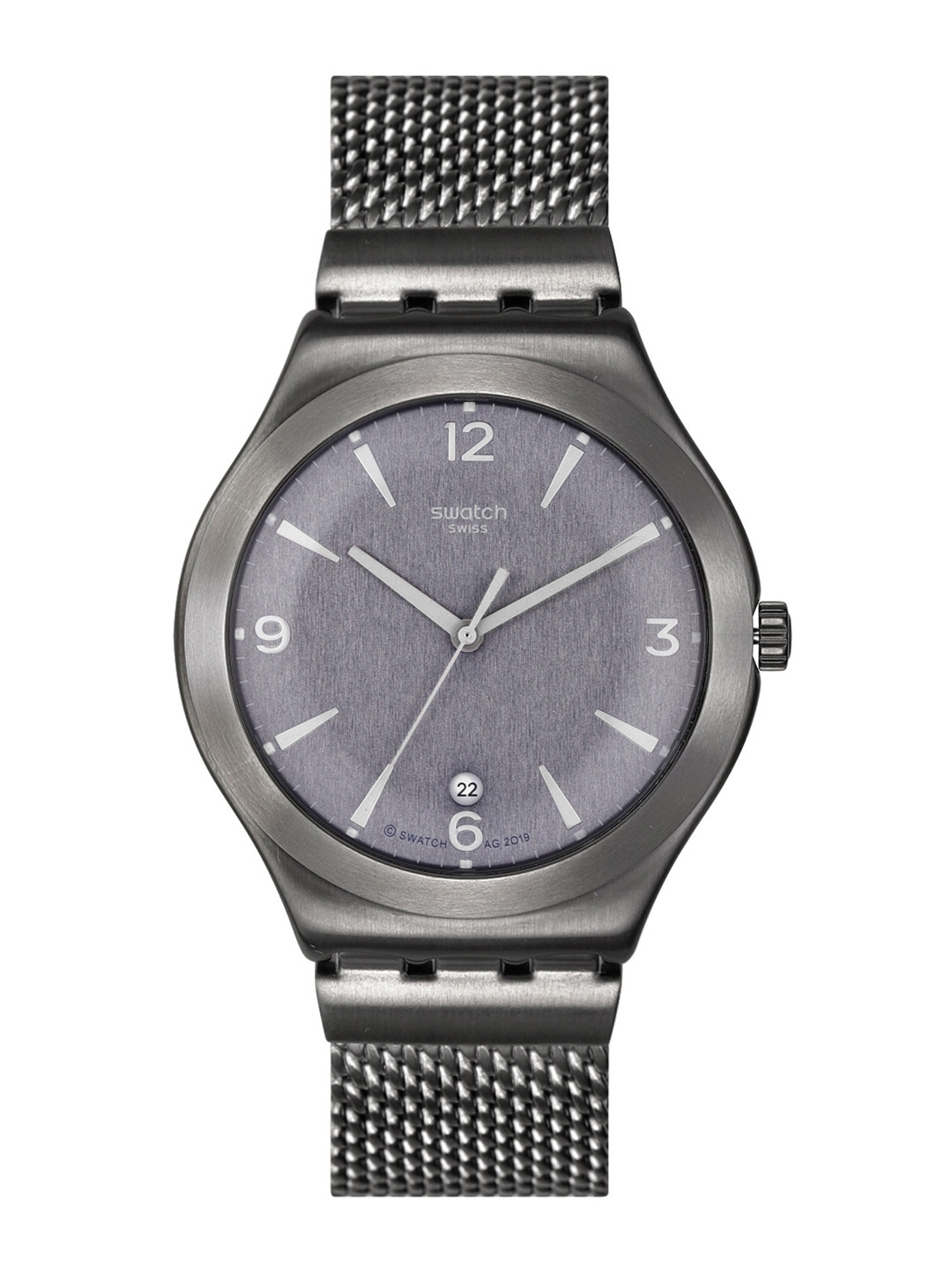 Swatch Men Charcoal Grey Swiss Made Water Resistant Analogue Watch