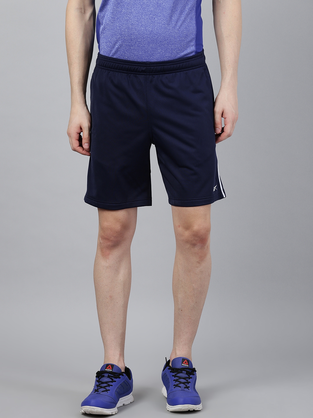 Reebok Men Navy Blue Solid Regular Fit Sports Shorts