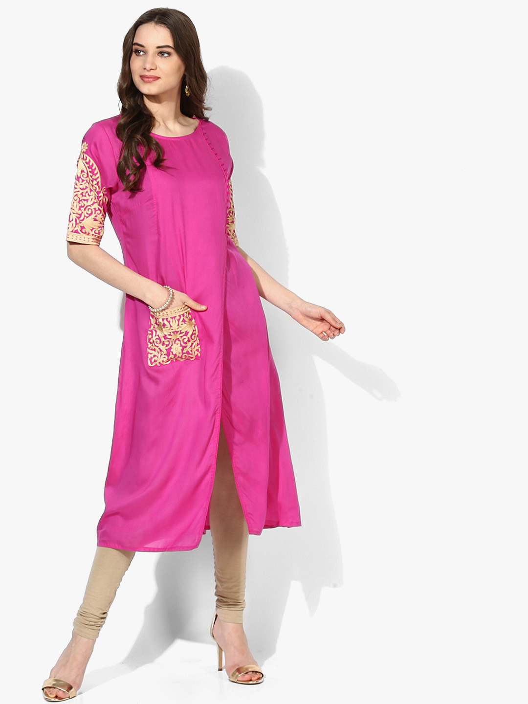Vedic Women Pink Solid A-Line Kurta