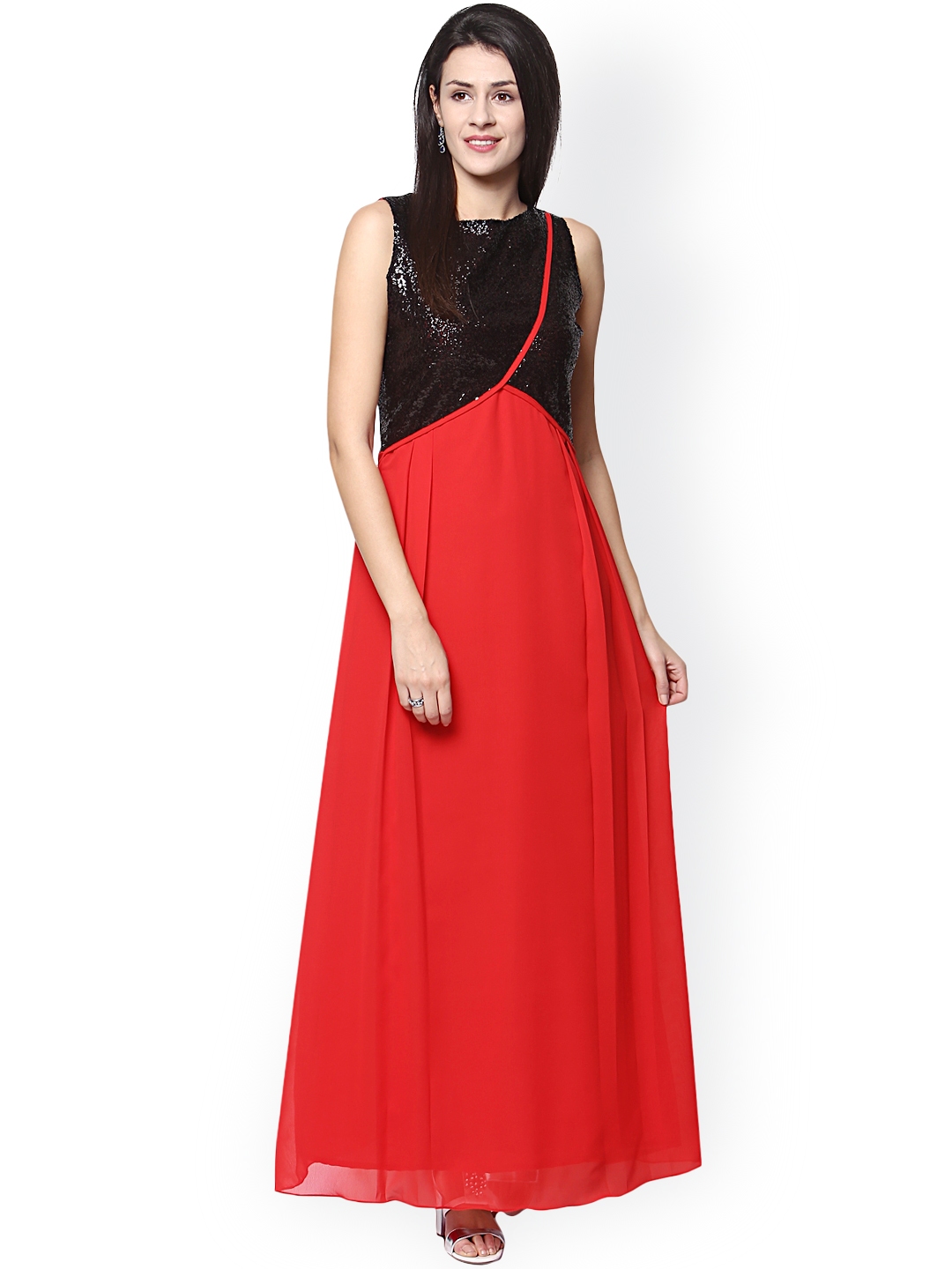 Athena Black Red Maxi Dress