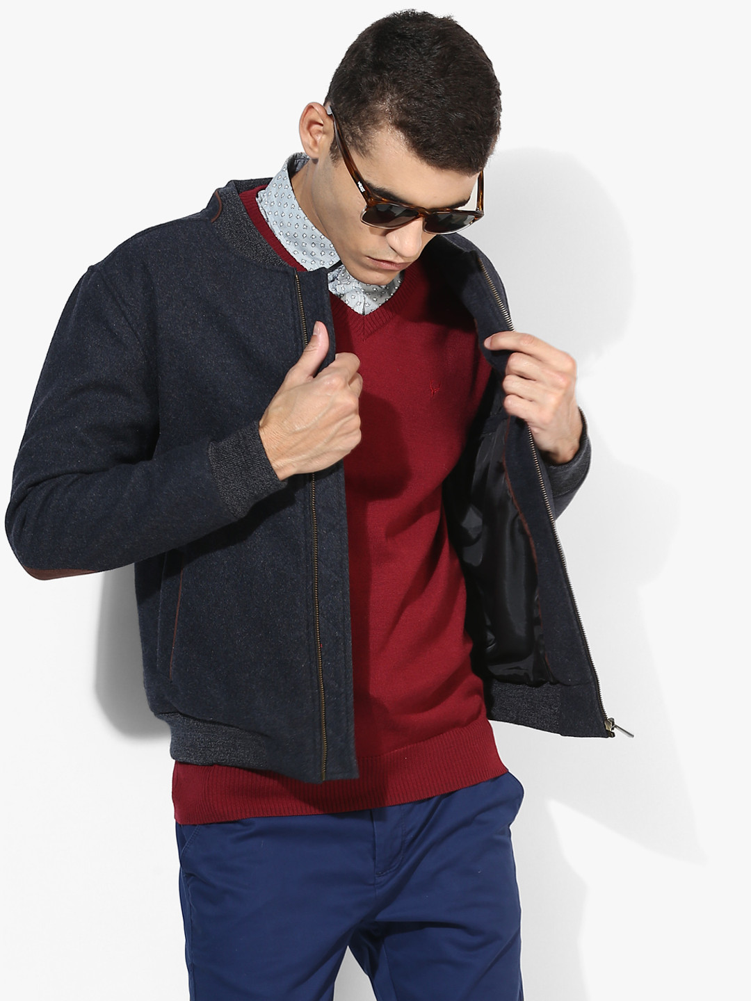 CAMLA Men Charcoal Grey Solid Tailored Jacket