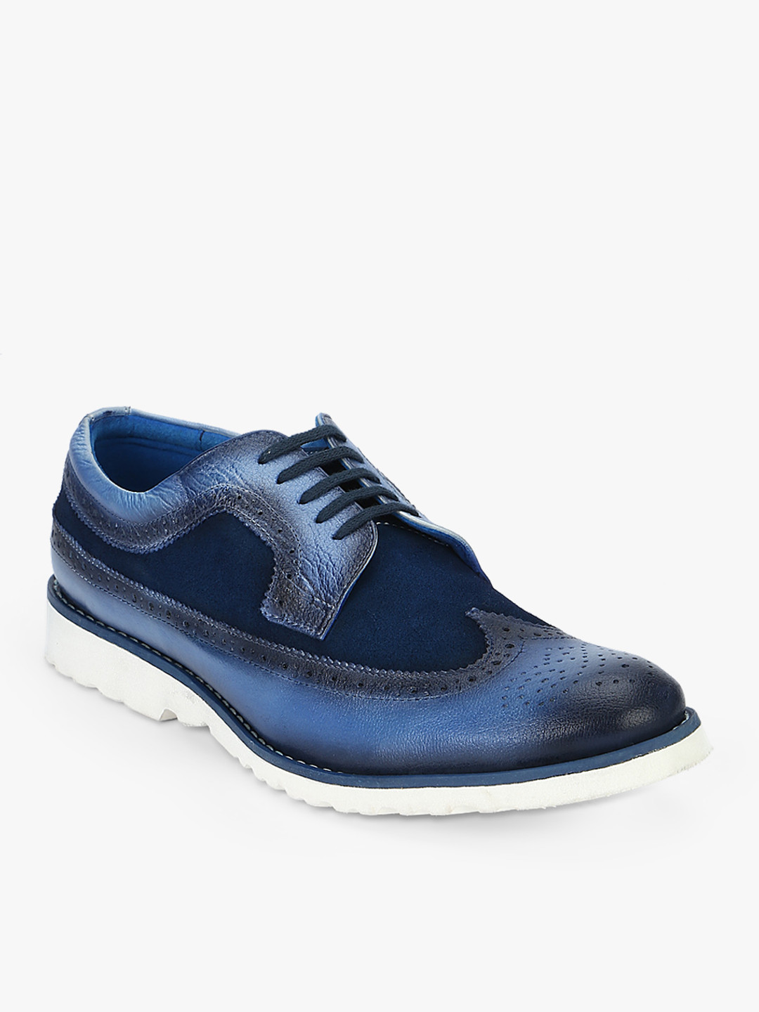 Ninety9steps Men Blue Lace-up Full Brogues