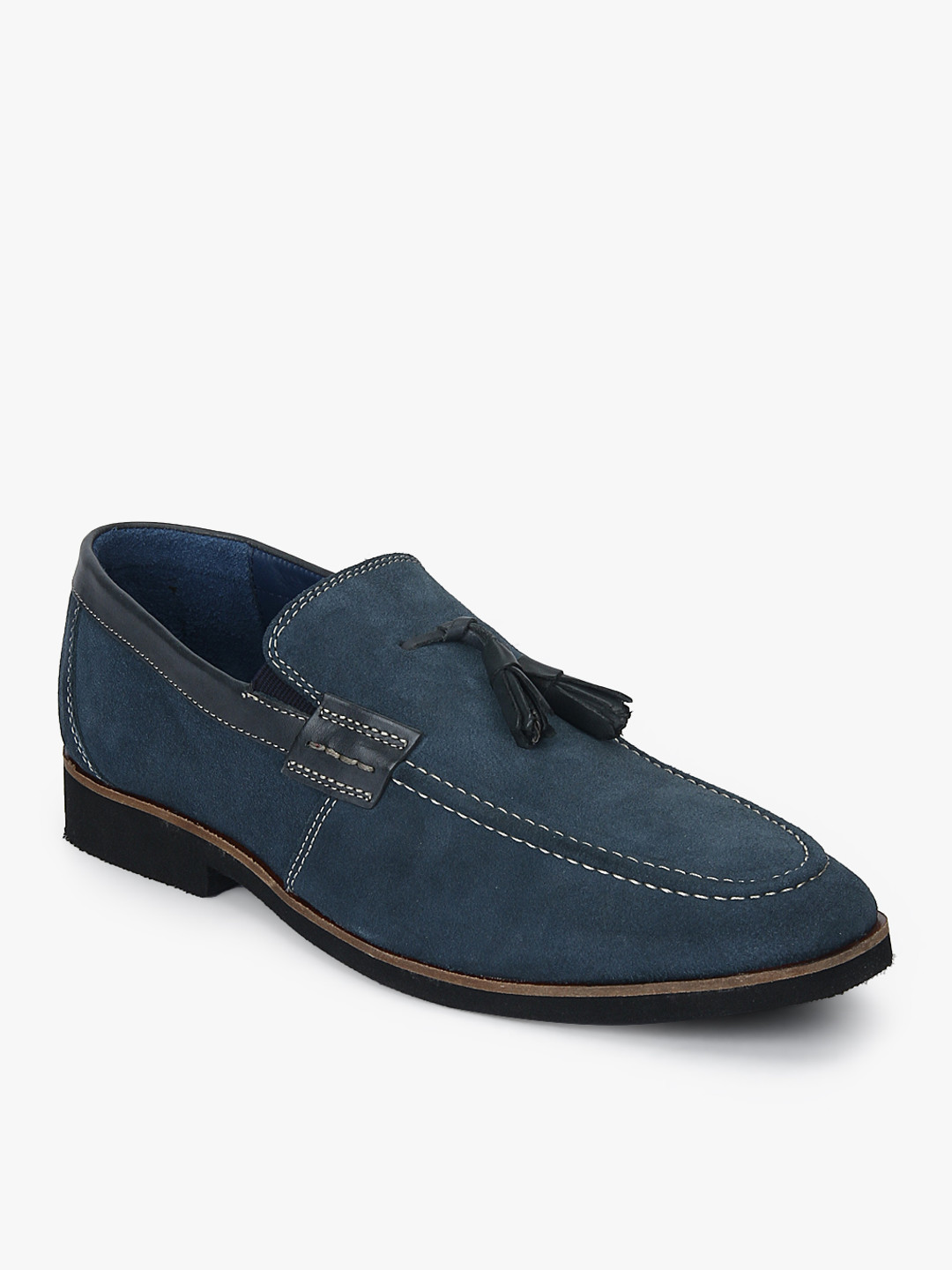 Ninety9steps Men Blue Solid Bow Detail Loafers