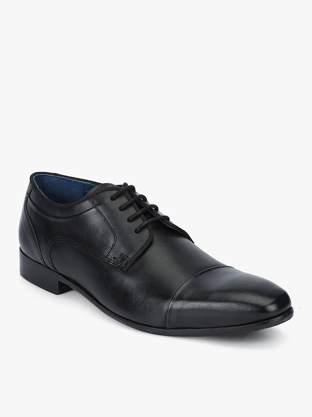 Ninety9steps Men Black Solid Leather Formal Derbys