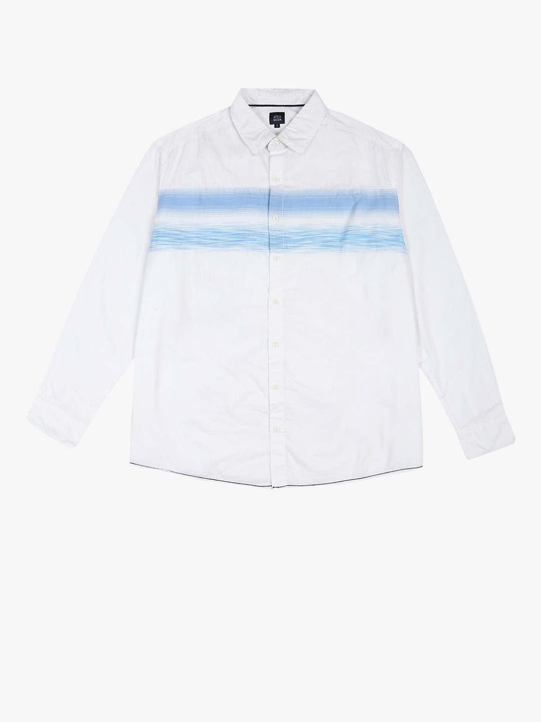 ALTOMODA by Pantaloons Plus Size Women White  Blue Regular Fit Striped Casual Shirt