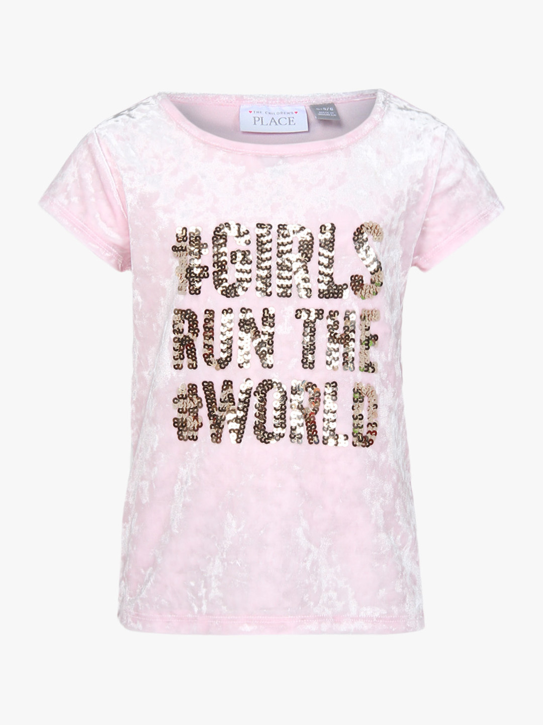 The Childrens Place Girls Pink & Golden Sequinned Top