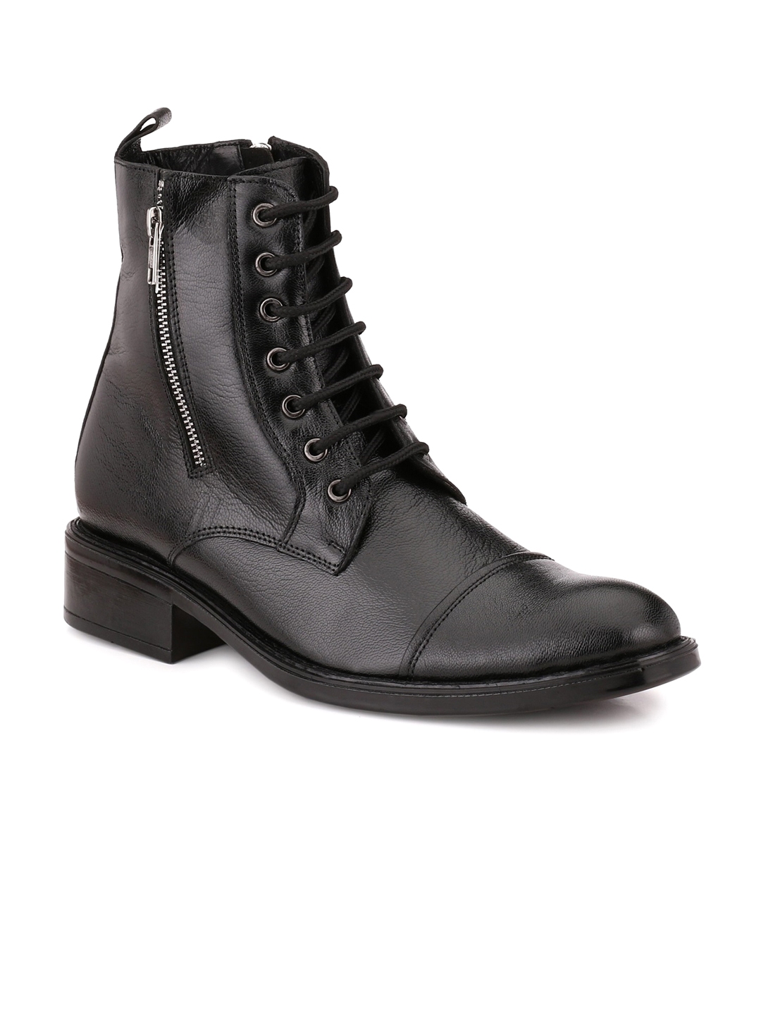 Buy Mactree Men Black Leather Boots 