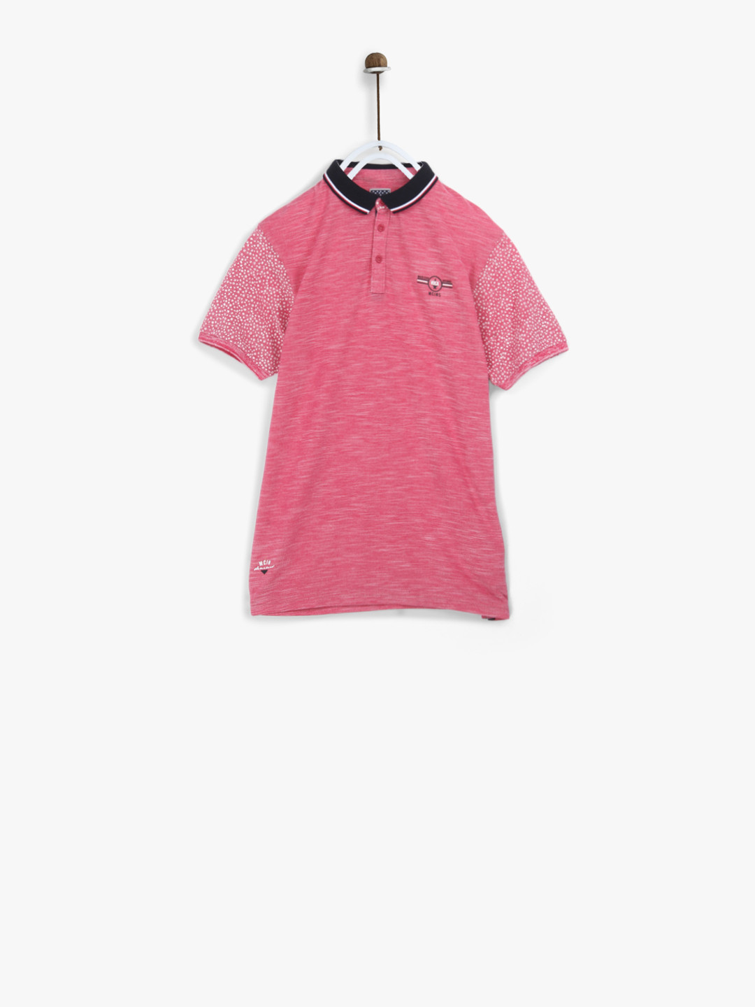 Monte Carlo Boys Pink Self Design Polo Collar T-shirt