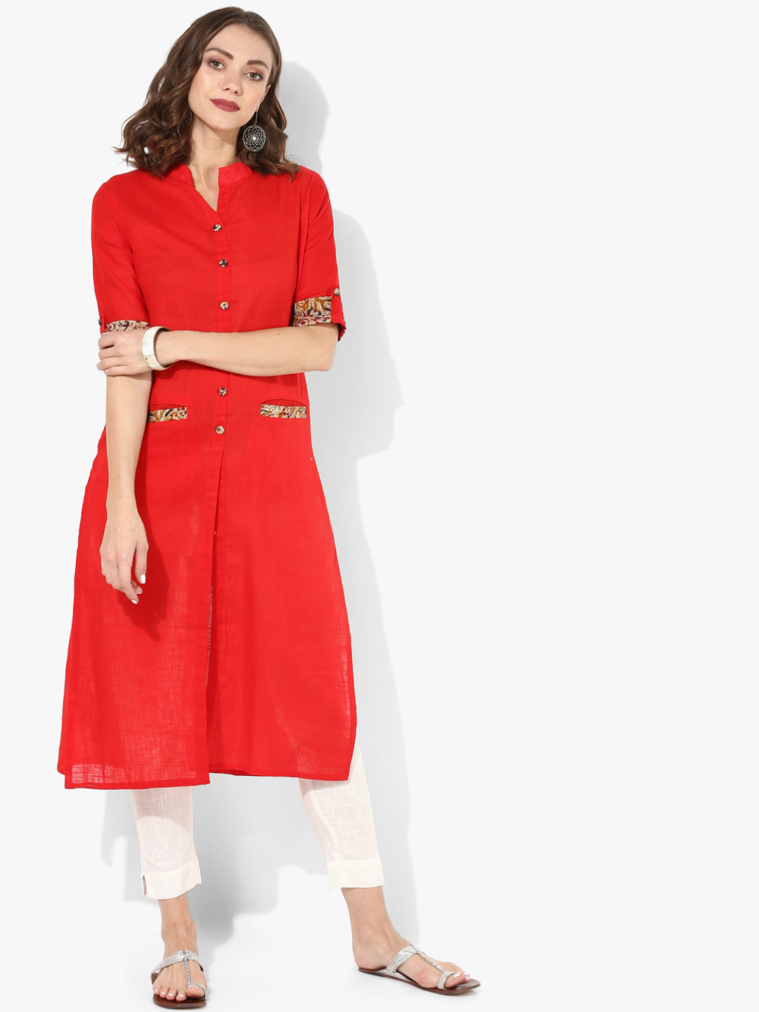 Divina Women Red Solid Straight Kurta