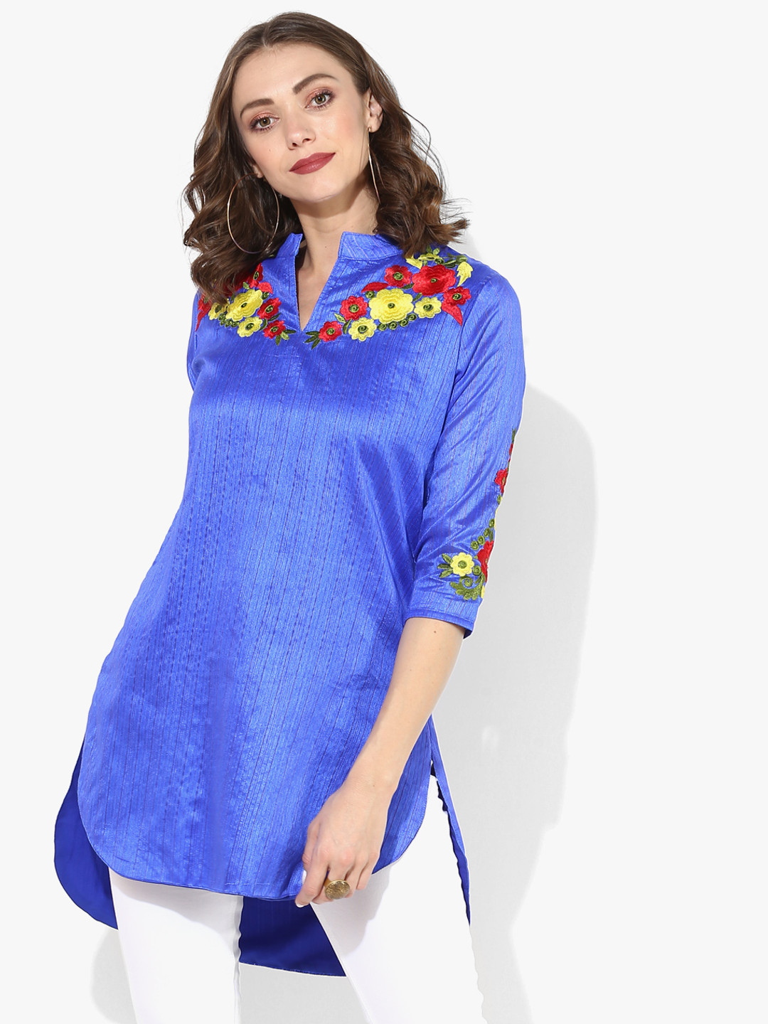 Divina Women Blue Yoke Design Straight Kurta