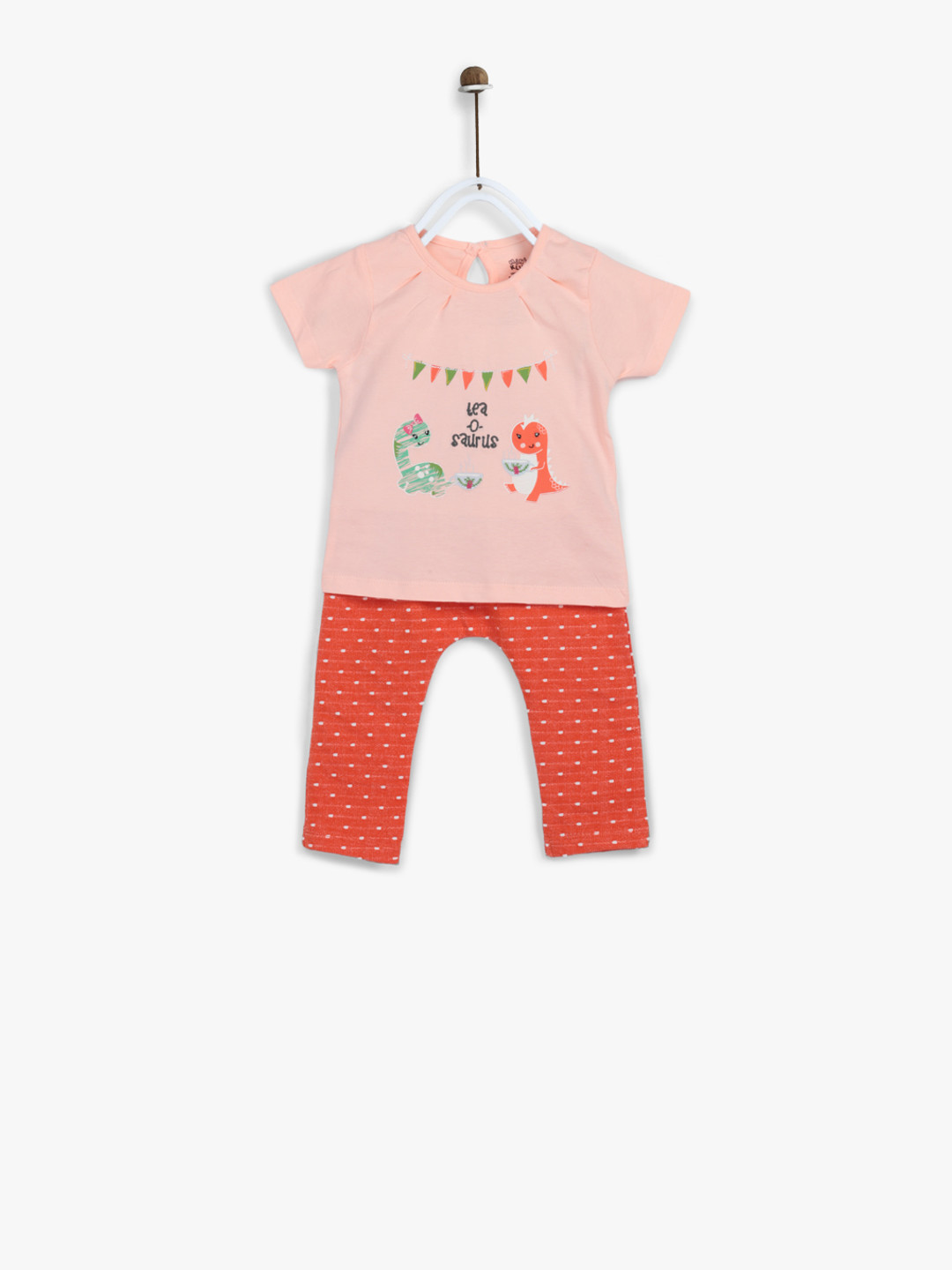 MINI KLUB Girls Pink & Red Printed Top with Pyjamas