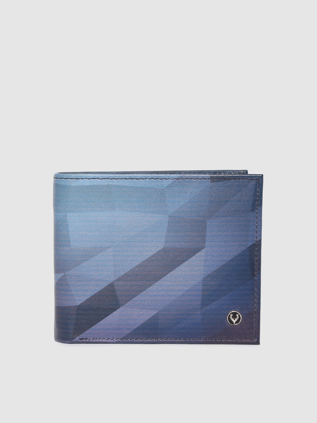 Buy Allen Solly Men Blue Printed Leather Two Fold Wallet - Wallets