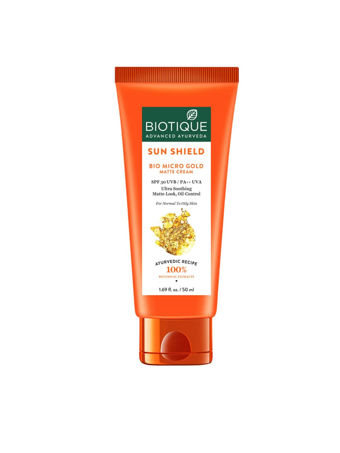 Biotique Unisex Sun Shield SPF 30 UVB/PA++ UVA Bio Micro Gold Matte Sunscreen Cream 50 ml
