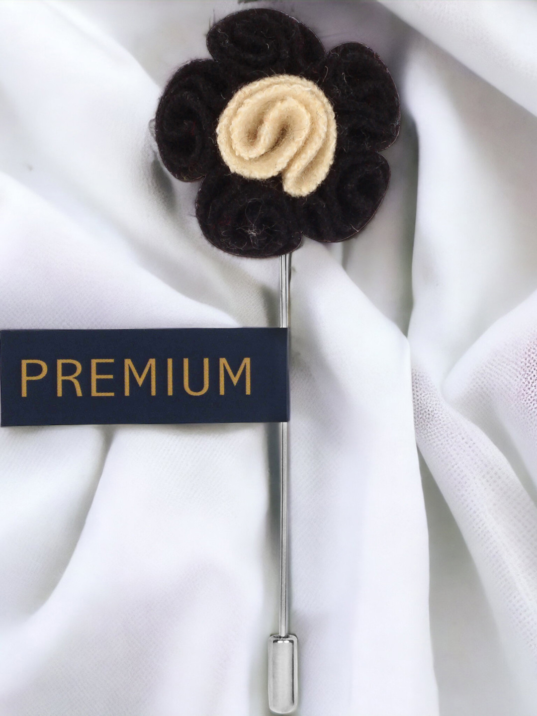 PELUCHE Unisex Black Florwer in Flower Lapel Pin