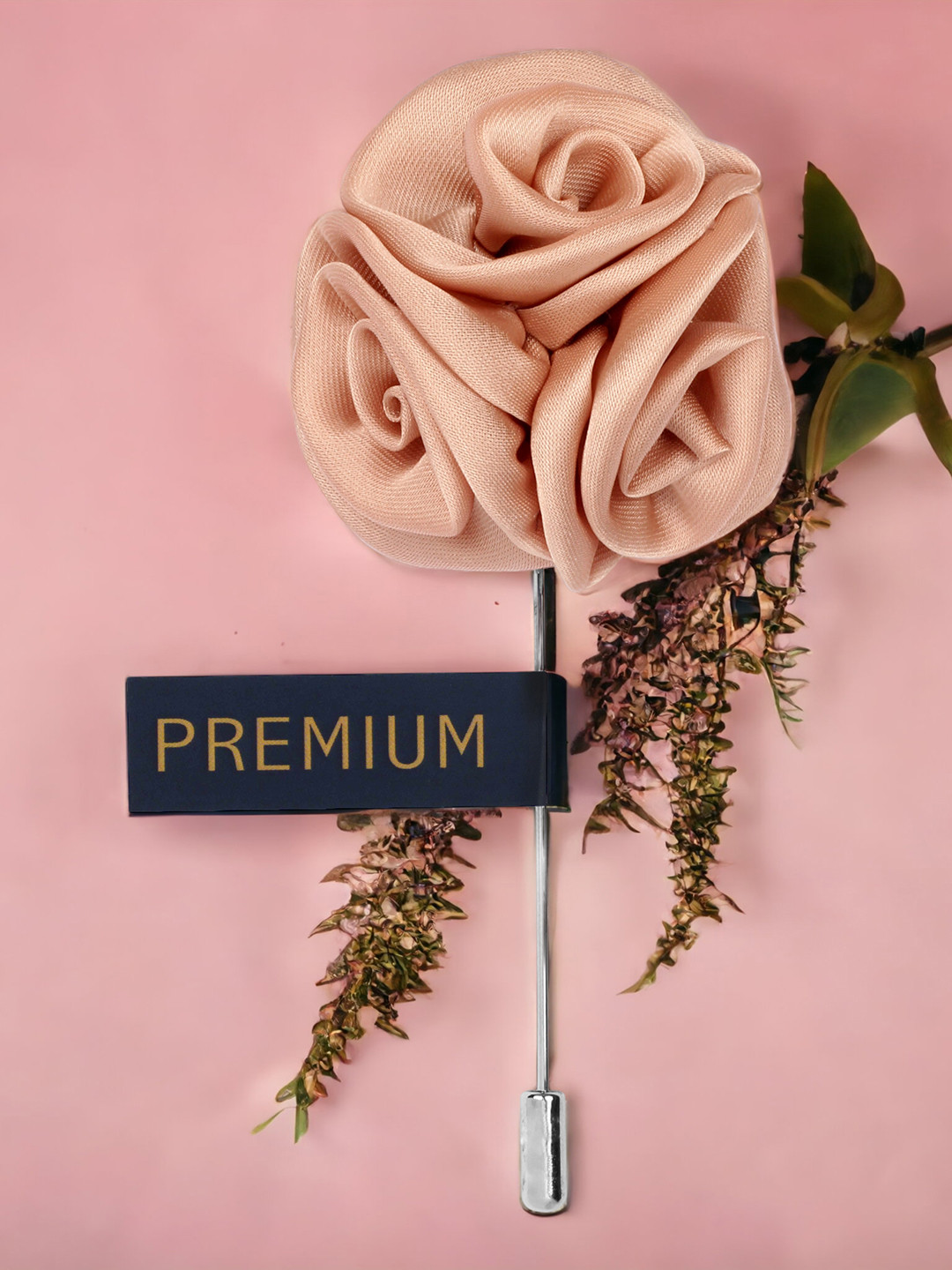 PELUCHE Beige Ranunculus Flower Brooch Lapel Pin