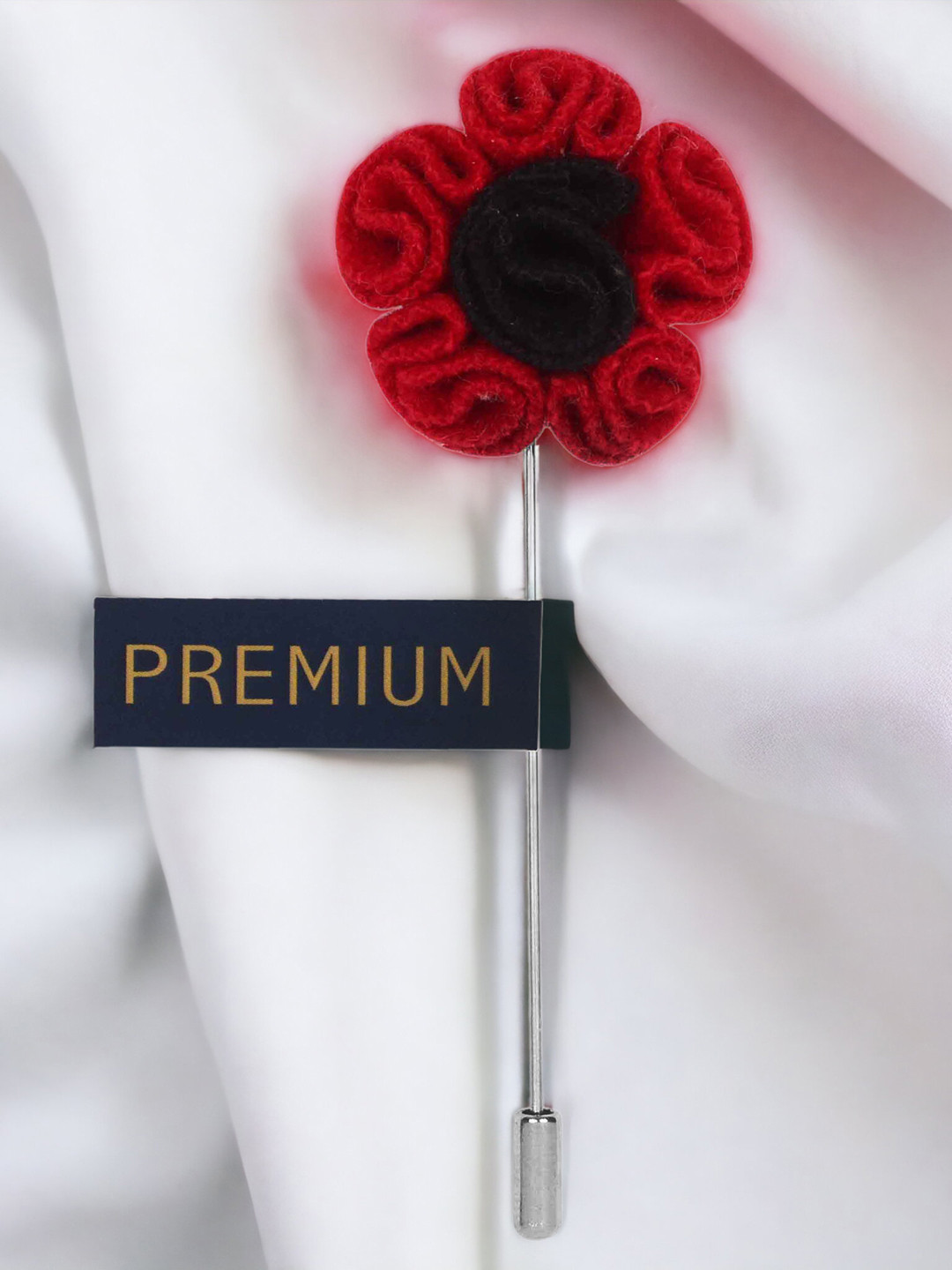 PELUCHE Unisex Red & Black Flower-Shaped Lapel Pin