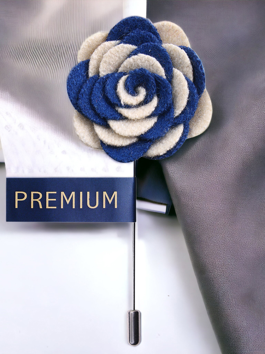 PELUCHE Unisex Blue & Off-White Melodious Whirlpool Lapel Pin