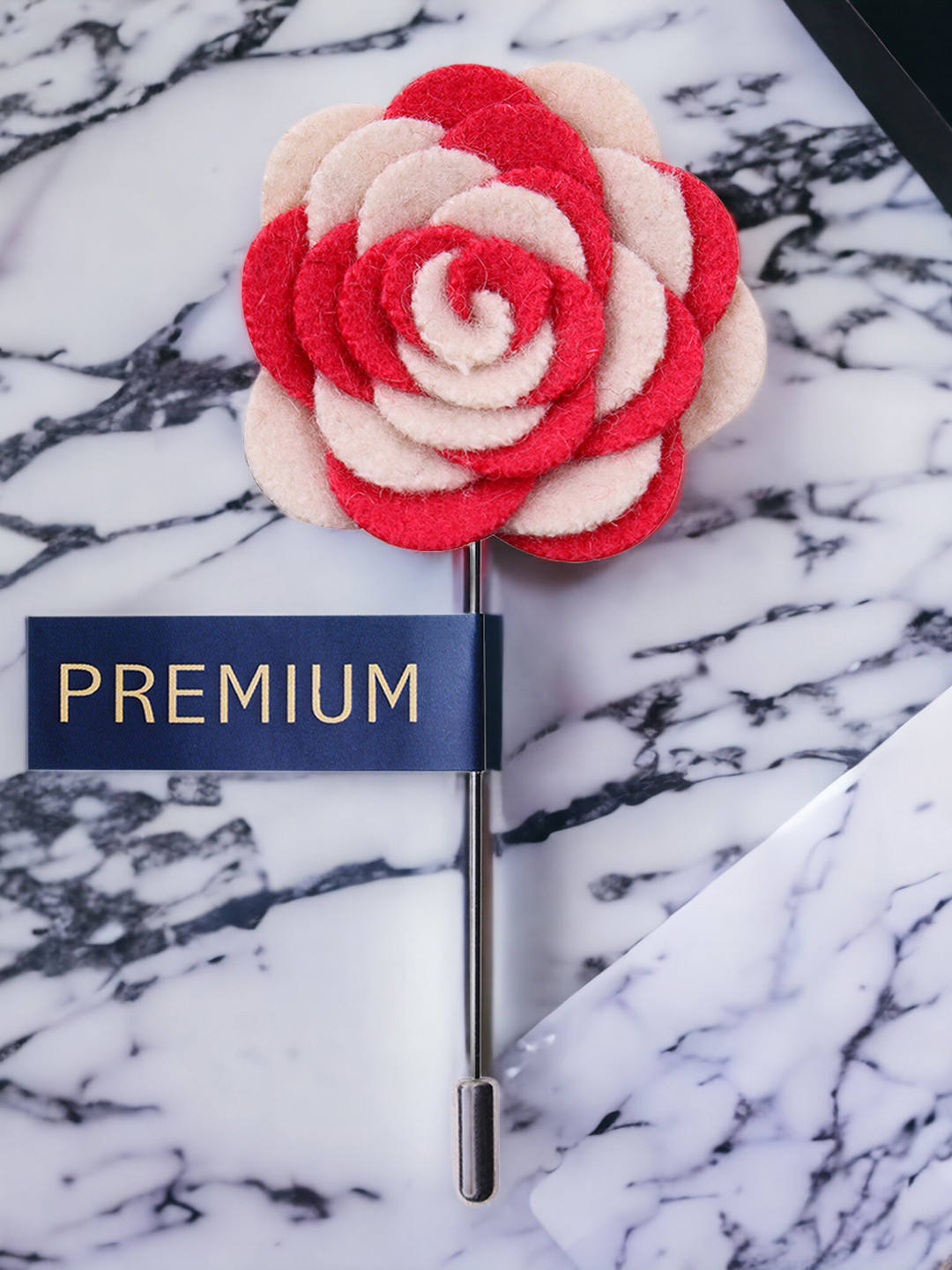 PELUCHE Unisex Red & Off-White Melodious Whirlpool Lapel Pin