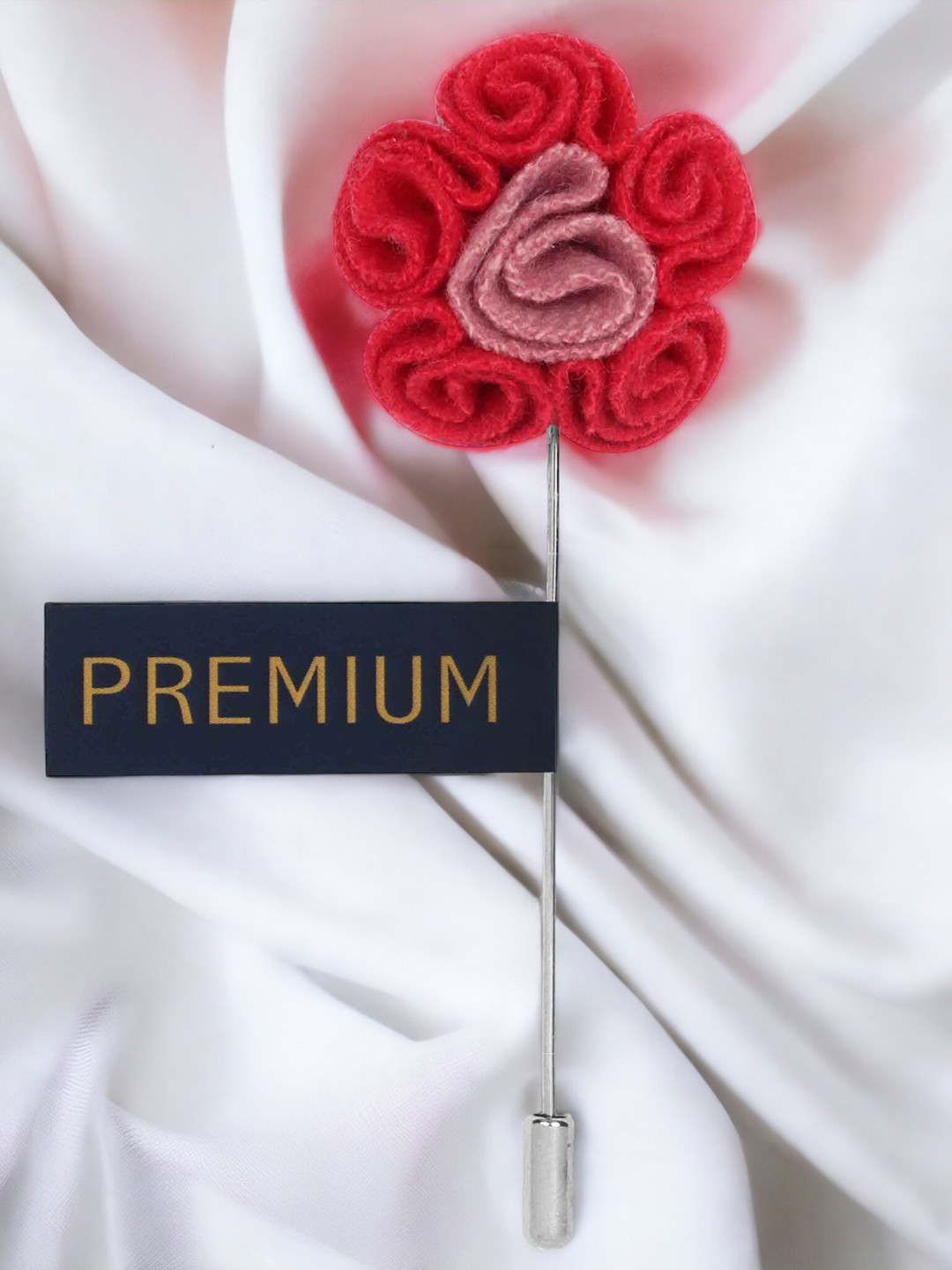 PELUCHE Unisex Pink & Silver-Toned Florwer in Flower Lapel Pin