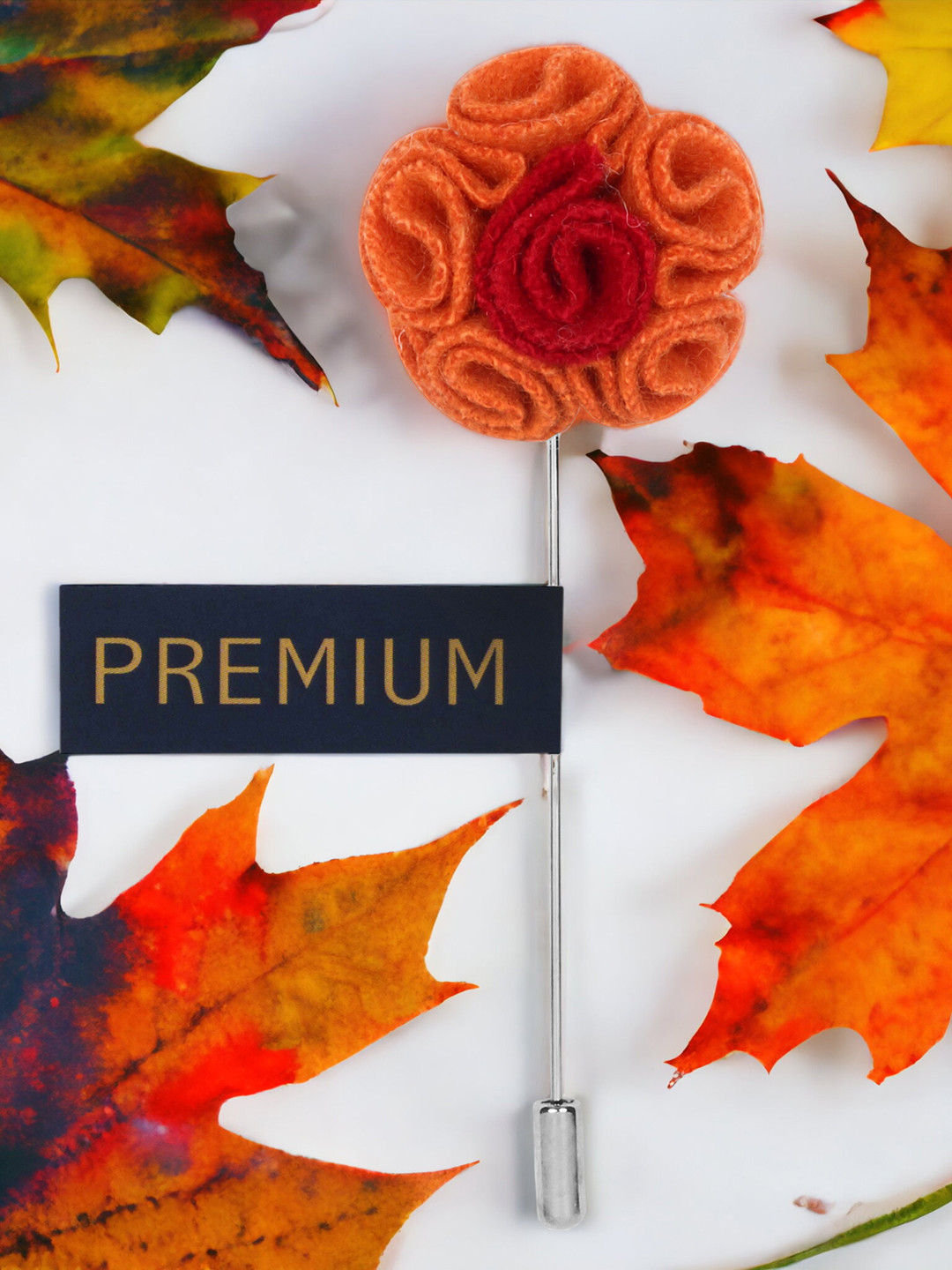 PELUCHE Unisex Orange Florwer in Flower Brooch Lapel Pin