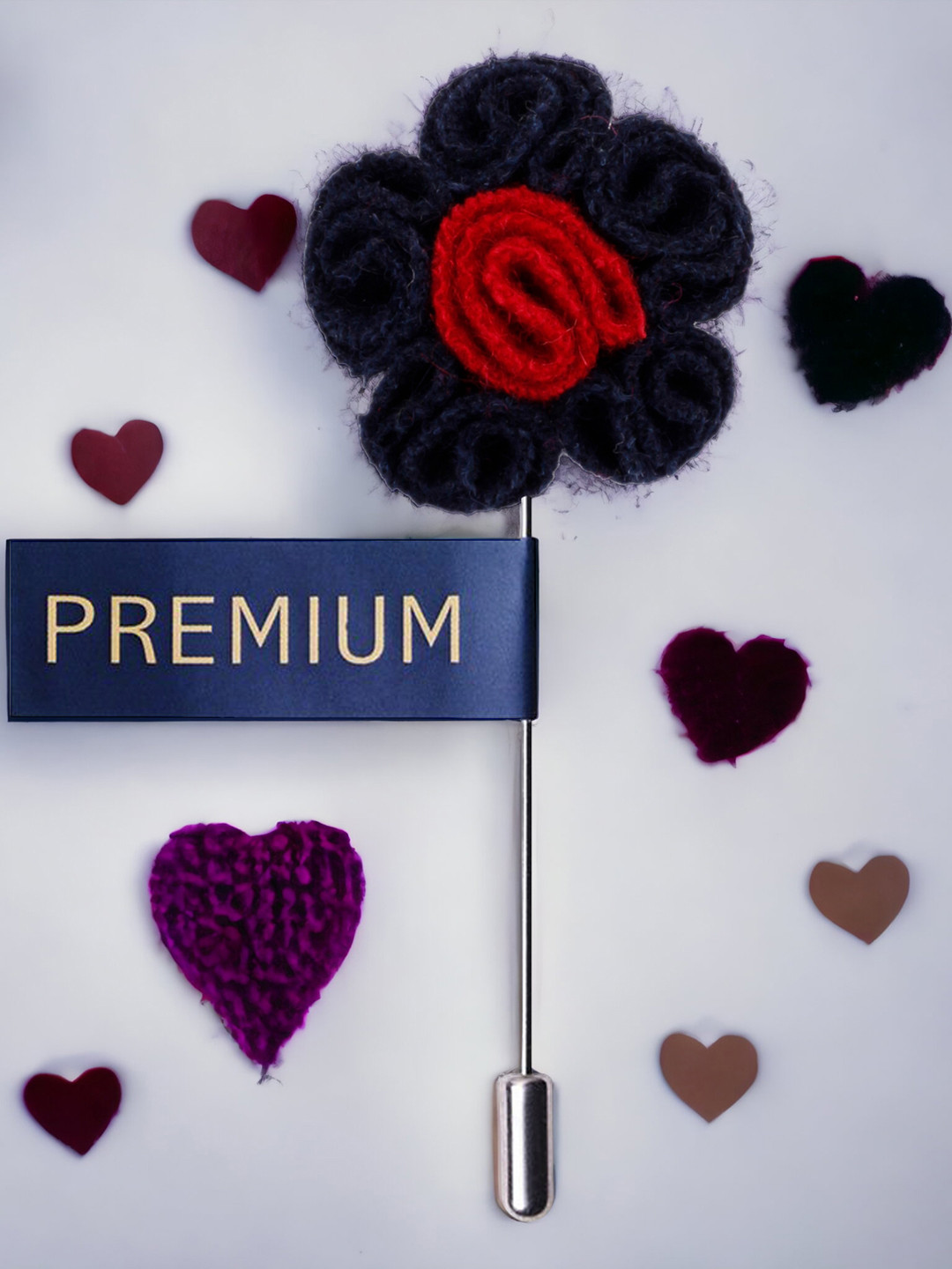 PELUCHE Unisex Blue & Red Flower in Flower Lapel Pin