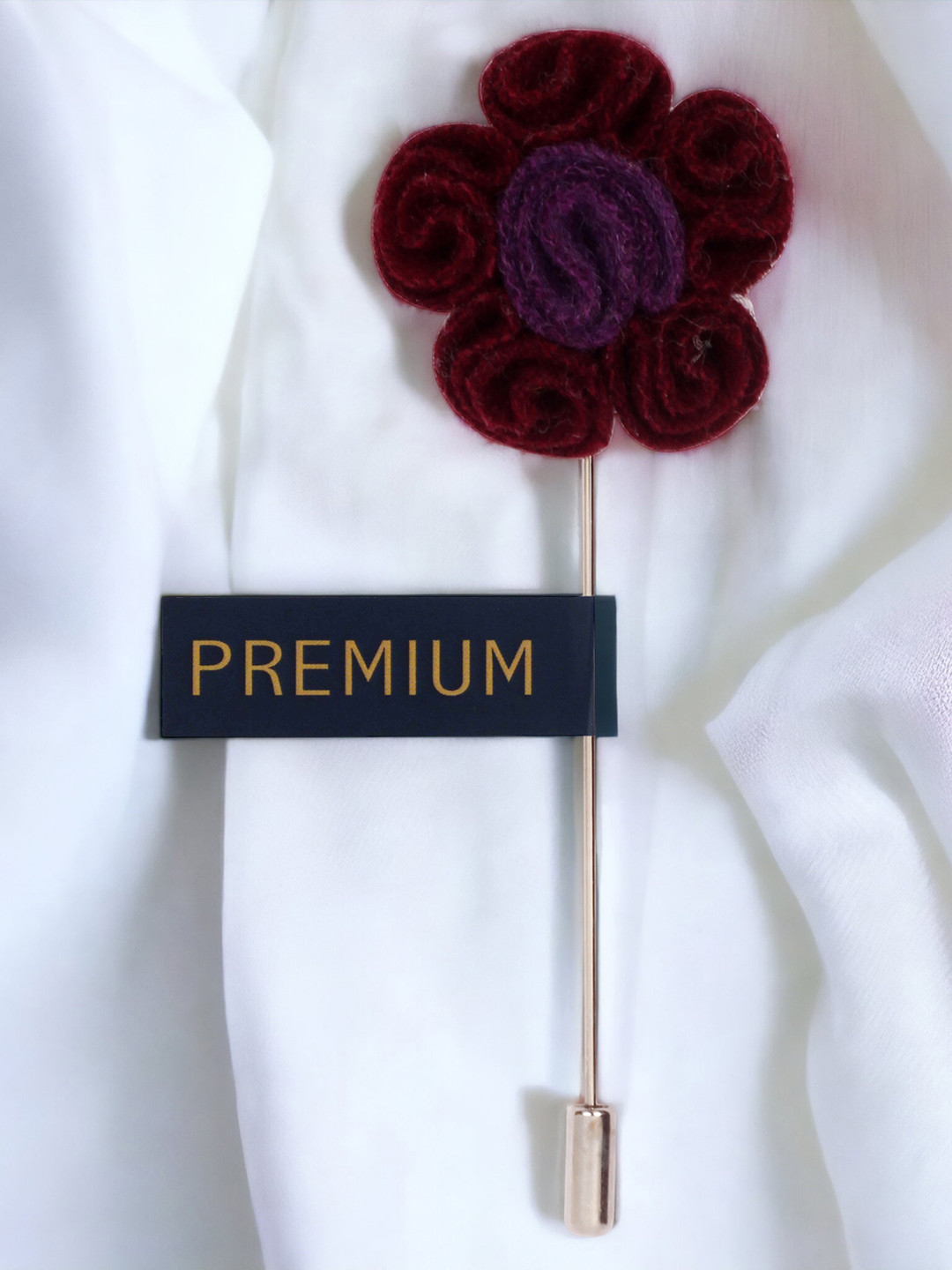 PELUCHE Unisex Maroon & Purple Florwer in Flower Lapel Pin