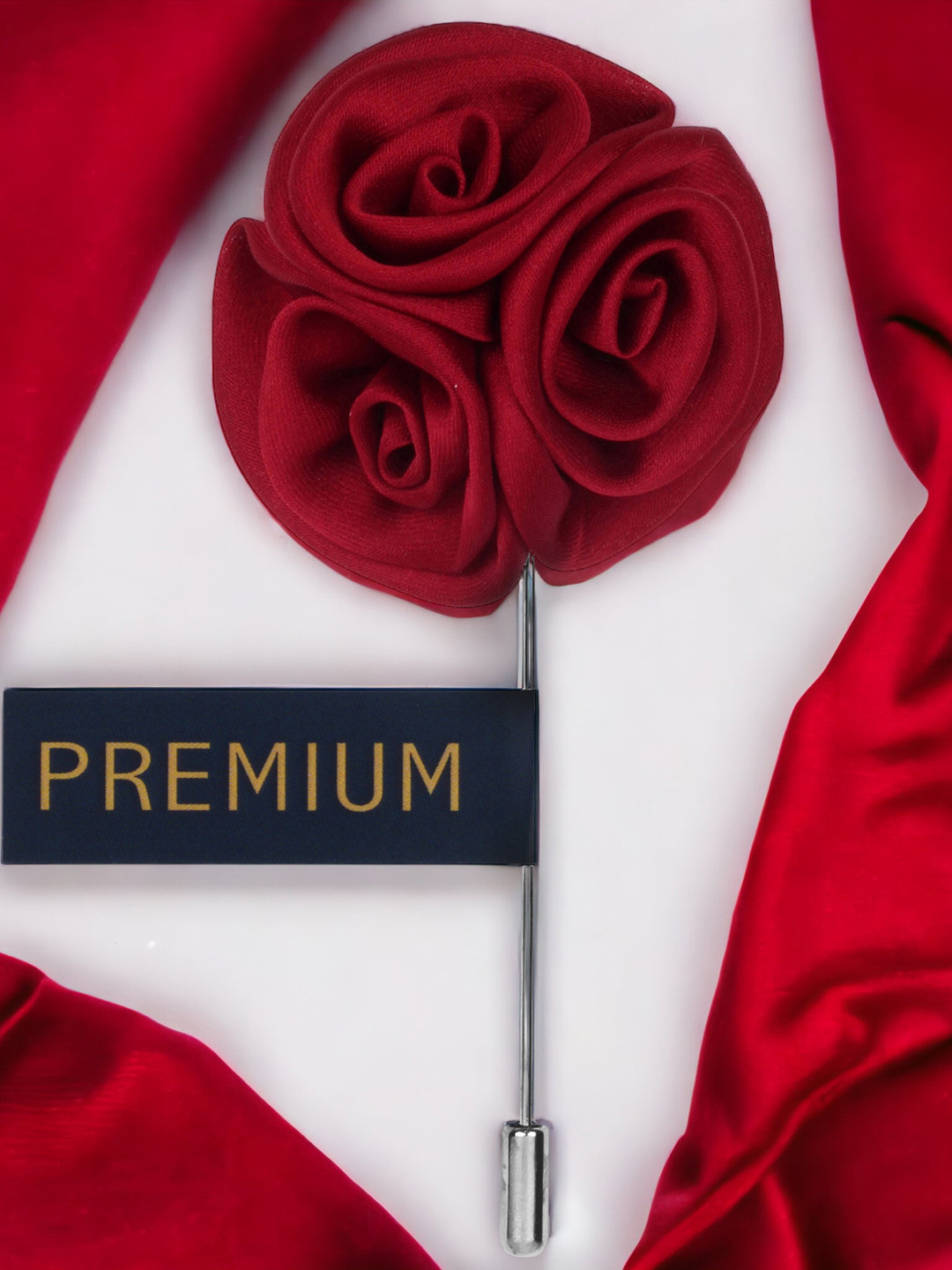 PELUCHE Unisex Maroon & Silver-Toned Ranunculus Flower Lapel Pin