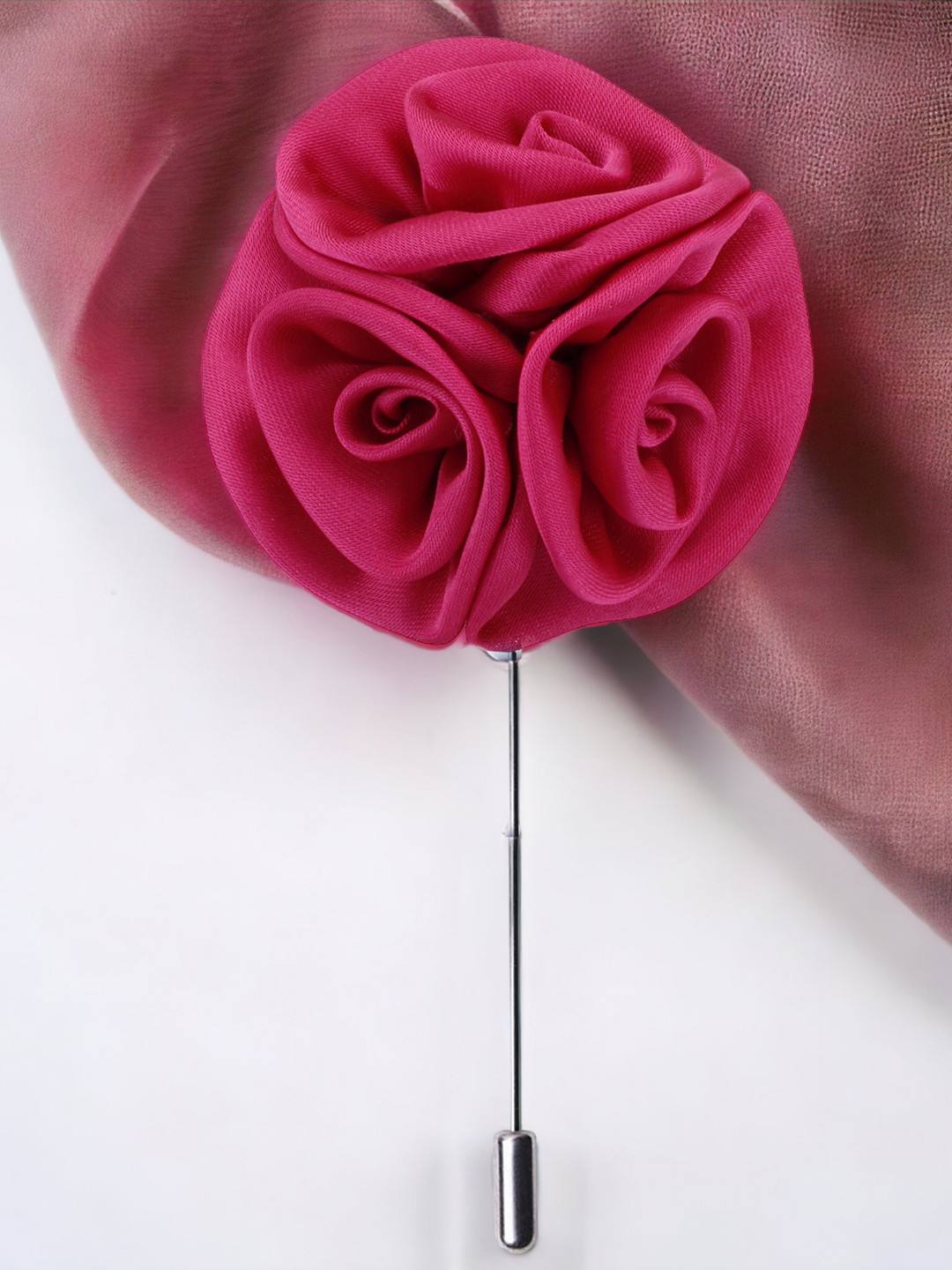 PELUCHE Unisex Pink & Silver-Toned Tri Flower Lapel Pin