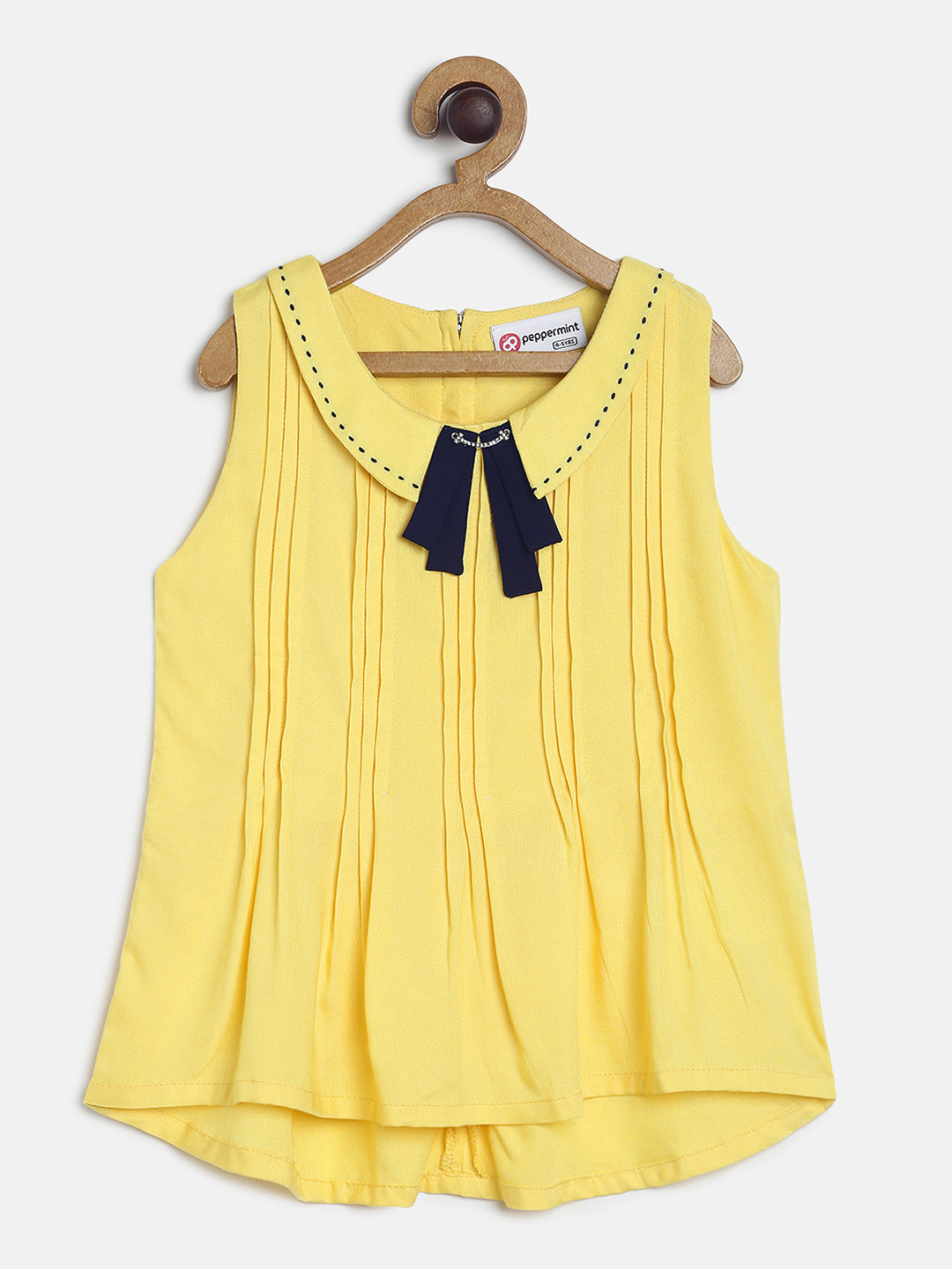 Peppermint Girls Yellow Solid A-Line Top