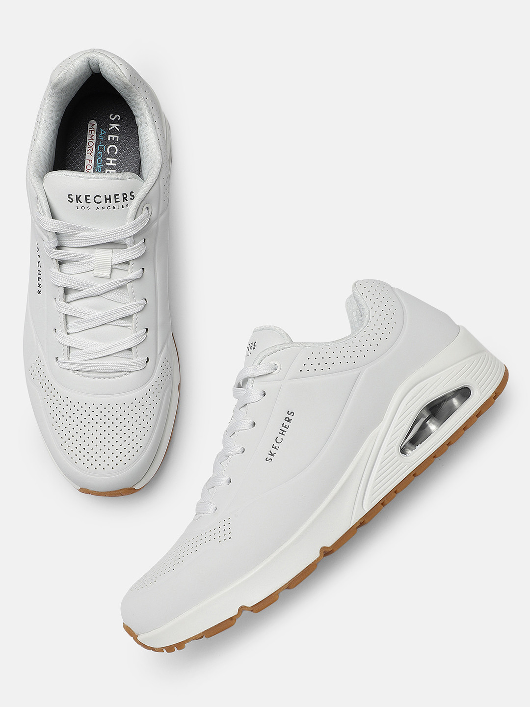 Skechers Men White UNO STAND ON AIR Perforations Sneakers
