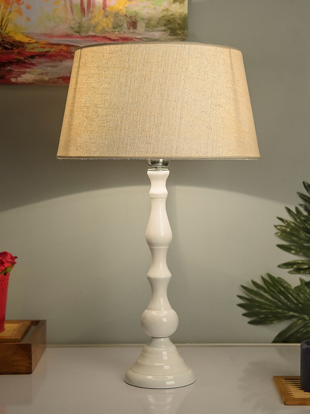 Homesake Set of 2 Beige Solid Bedside Standard Table Lamp Shade