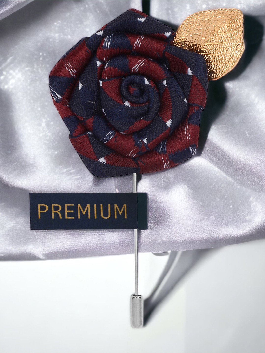 PELUCHE Unisex Maroon & Blue Floral Pentagon Lapel Pin