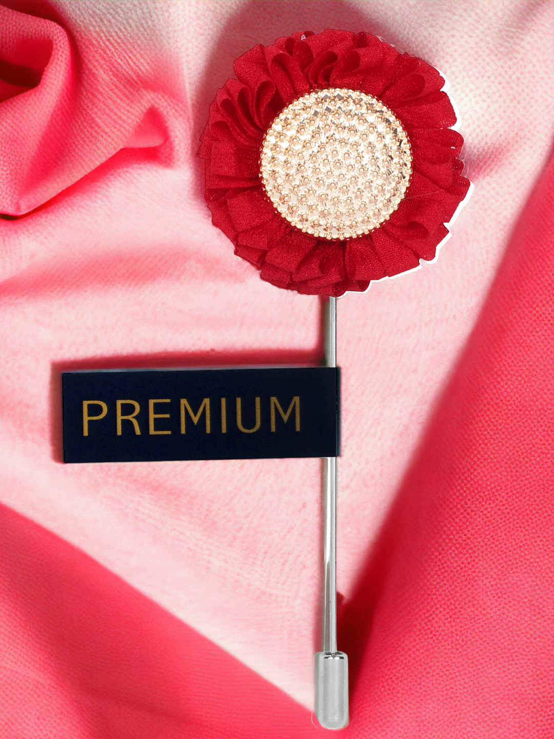 PELUCHE Unisex Red & Gold-Toned Sun Flower Lapel Pin