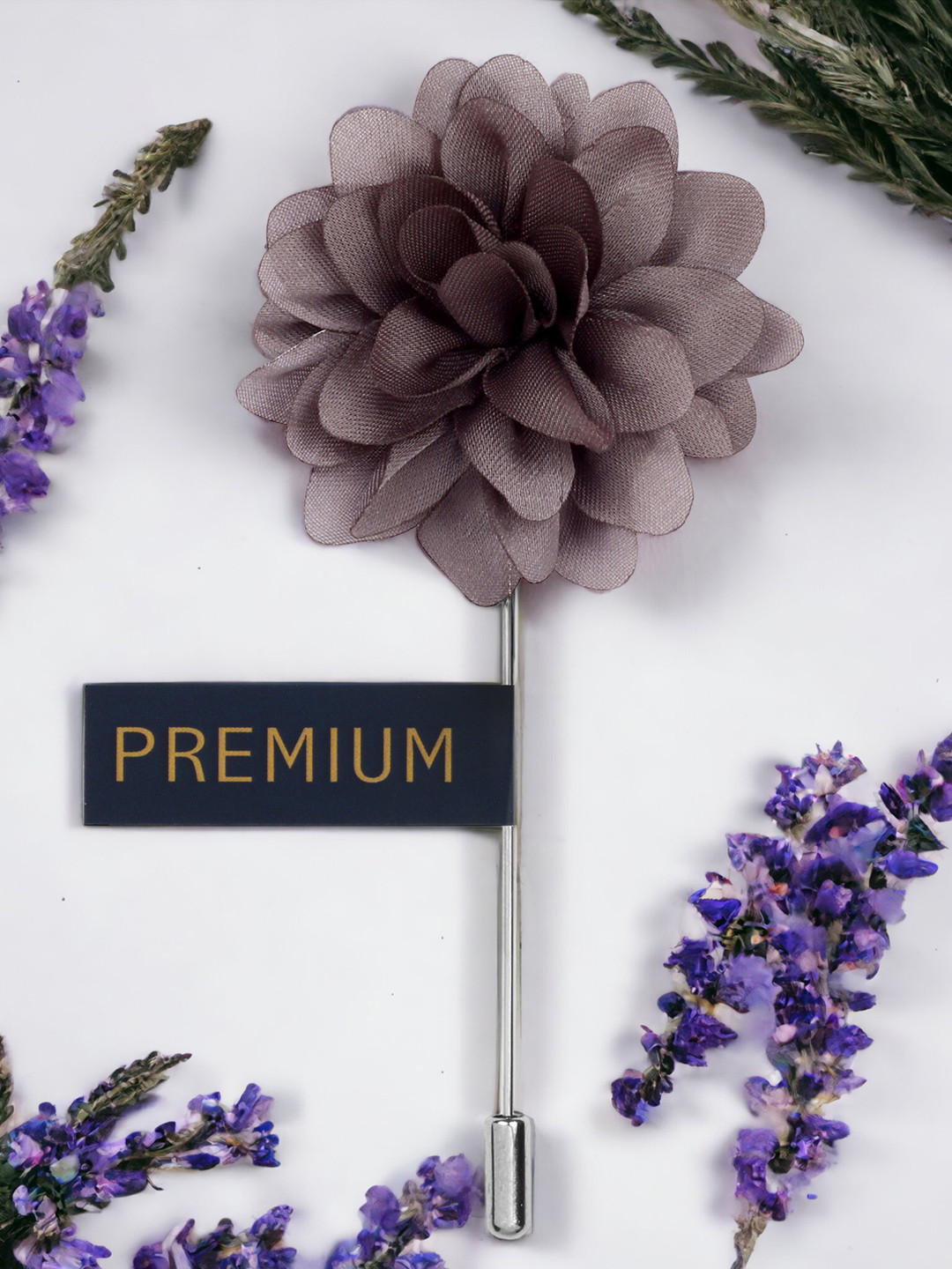 PELUCHE Unisex Grey & Silver-Toned Elron Petals Lapel Pin
