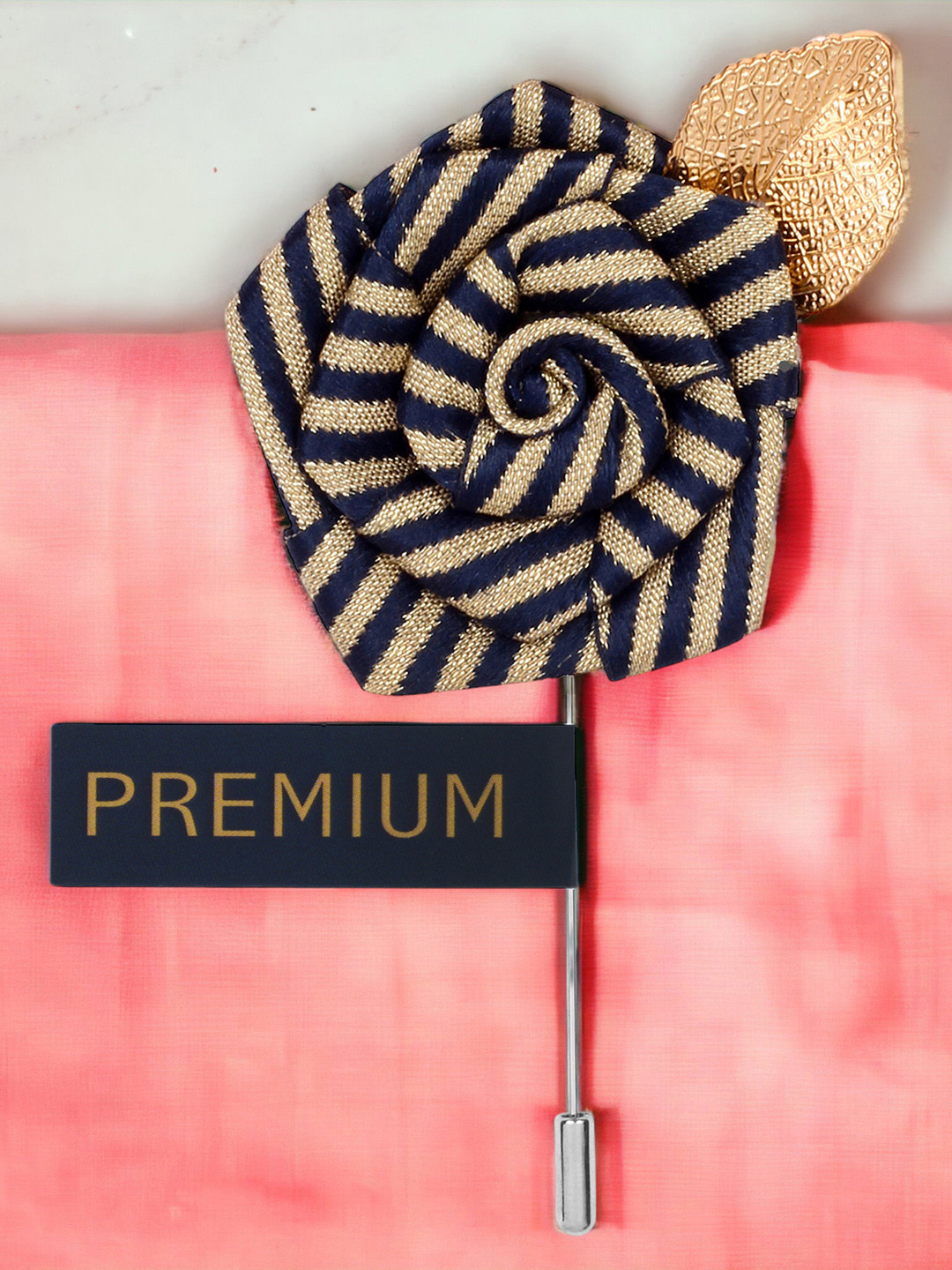 PELUCHE Unisex Blue & Gold-Toned Floral Pentagon Lapel Pin