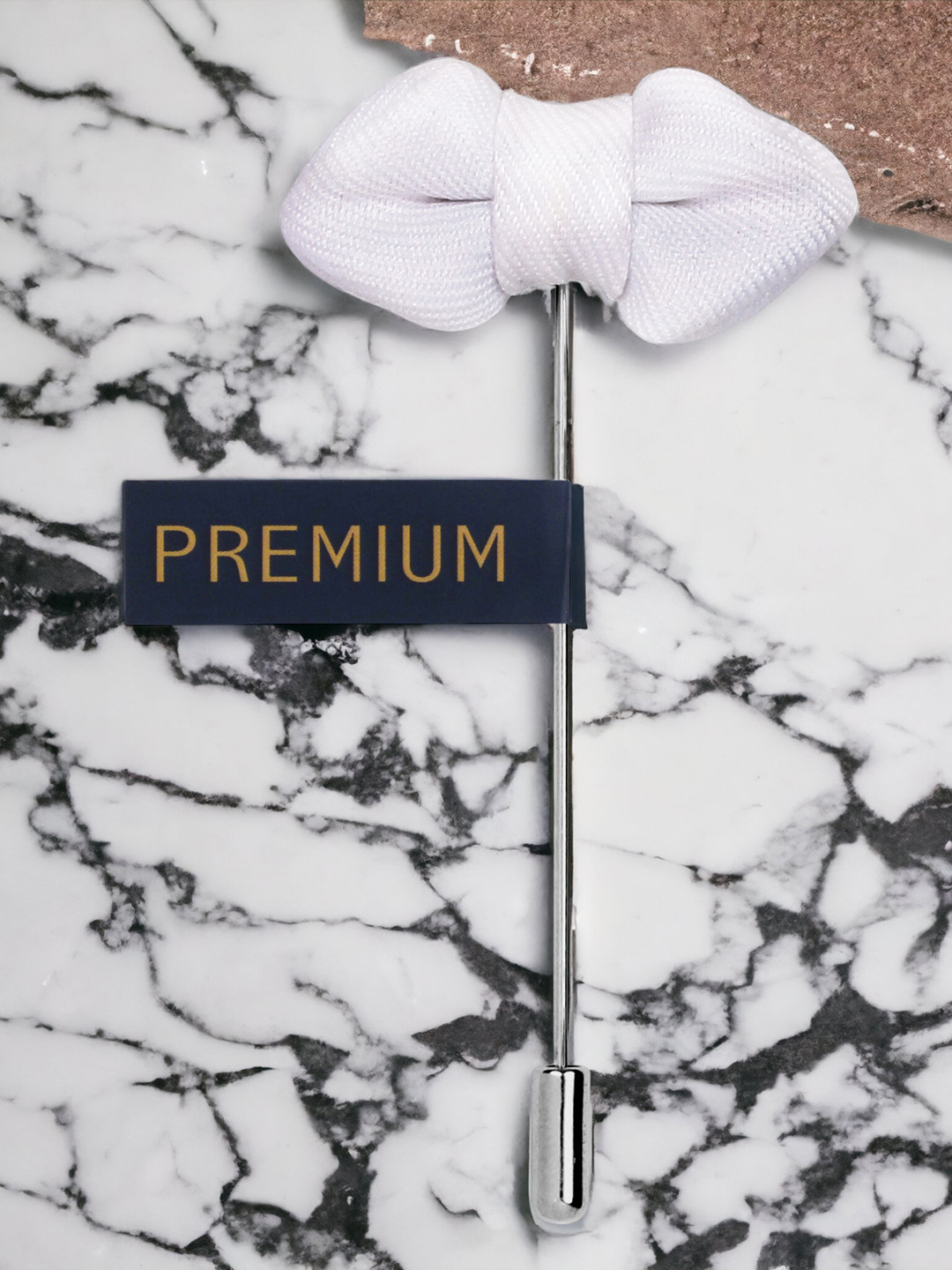 PELUCHE Unisex White Mini Bow Brooch Lapel Pin